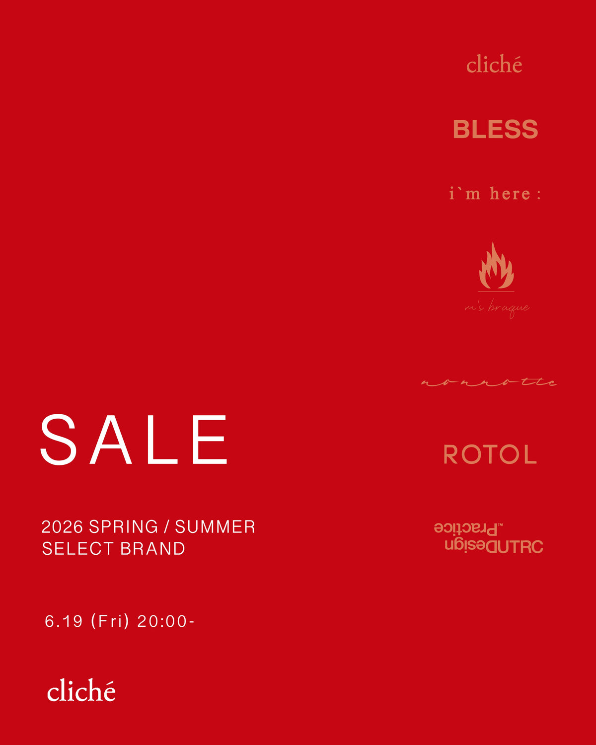 2026 Spring / Summer SELECT BRAND SALE | cliché
