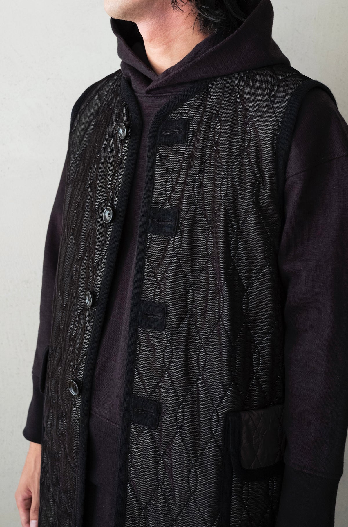 SILK-LOFT QUILTING CAR LONG VEST | cliché