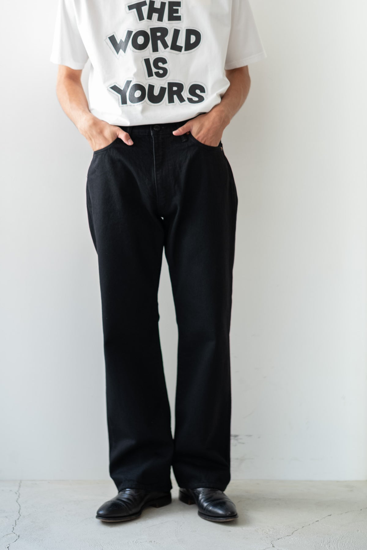 Denim Flare Trousers （ONE WASH）〔BLACK〕 | cliché