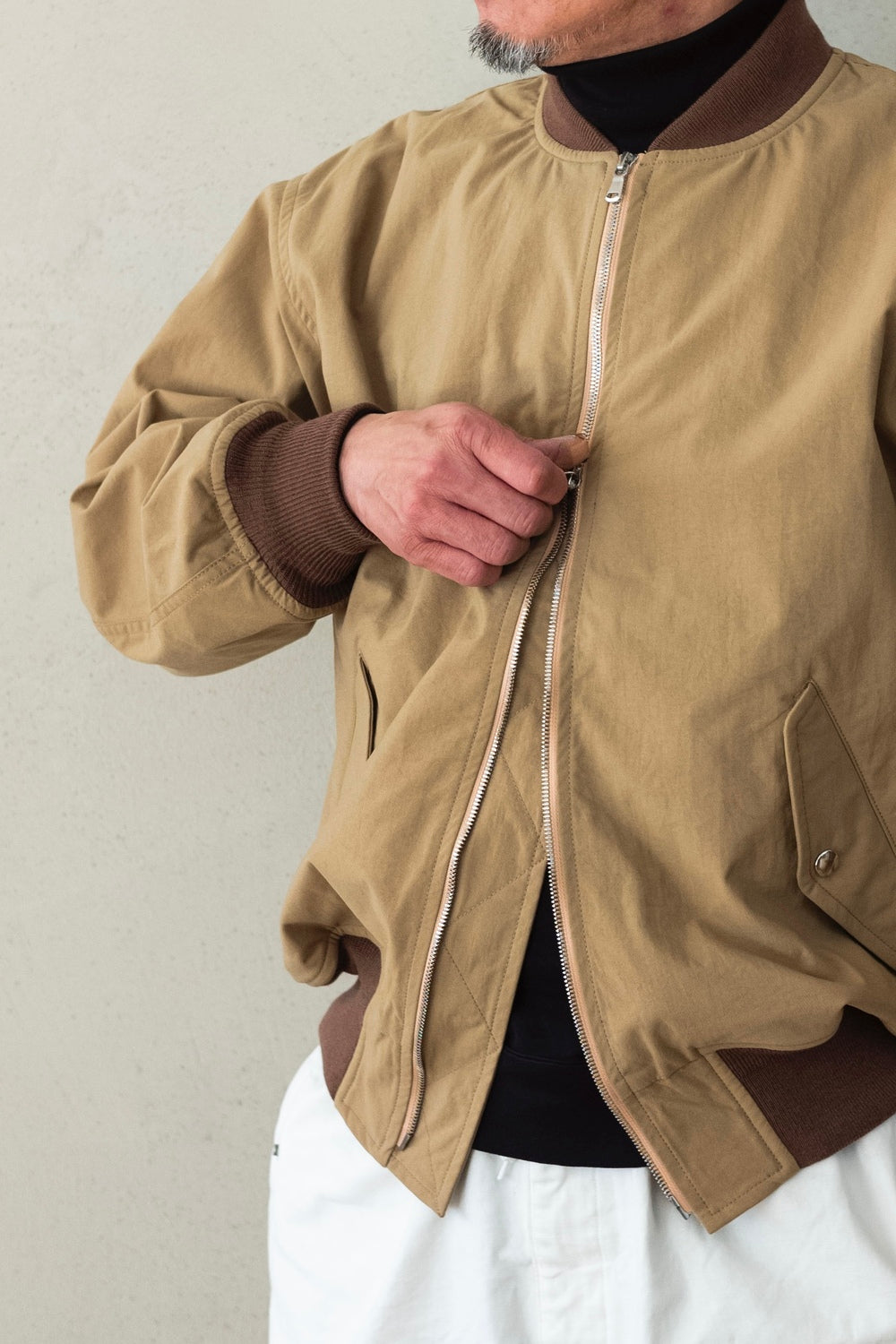 極美品 cantate 25SS Shrunken ナイロンフライトジャケット 極美品 cantate / カンタータ 25SS Shrunken Nylon Flight
