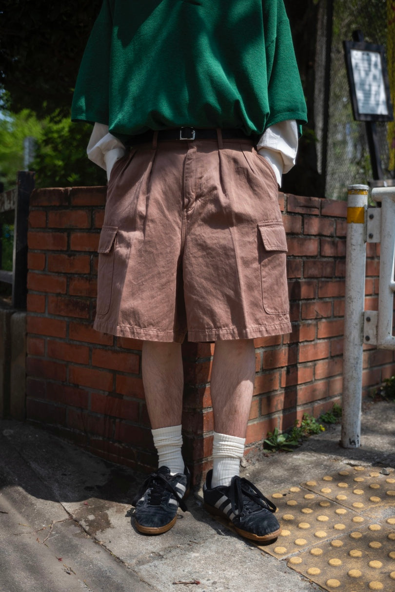 Satin Herringbone Cargo Shorts