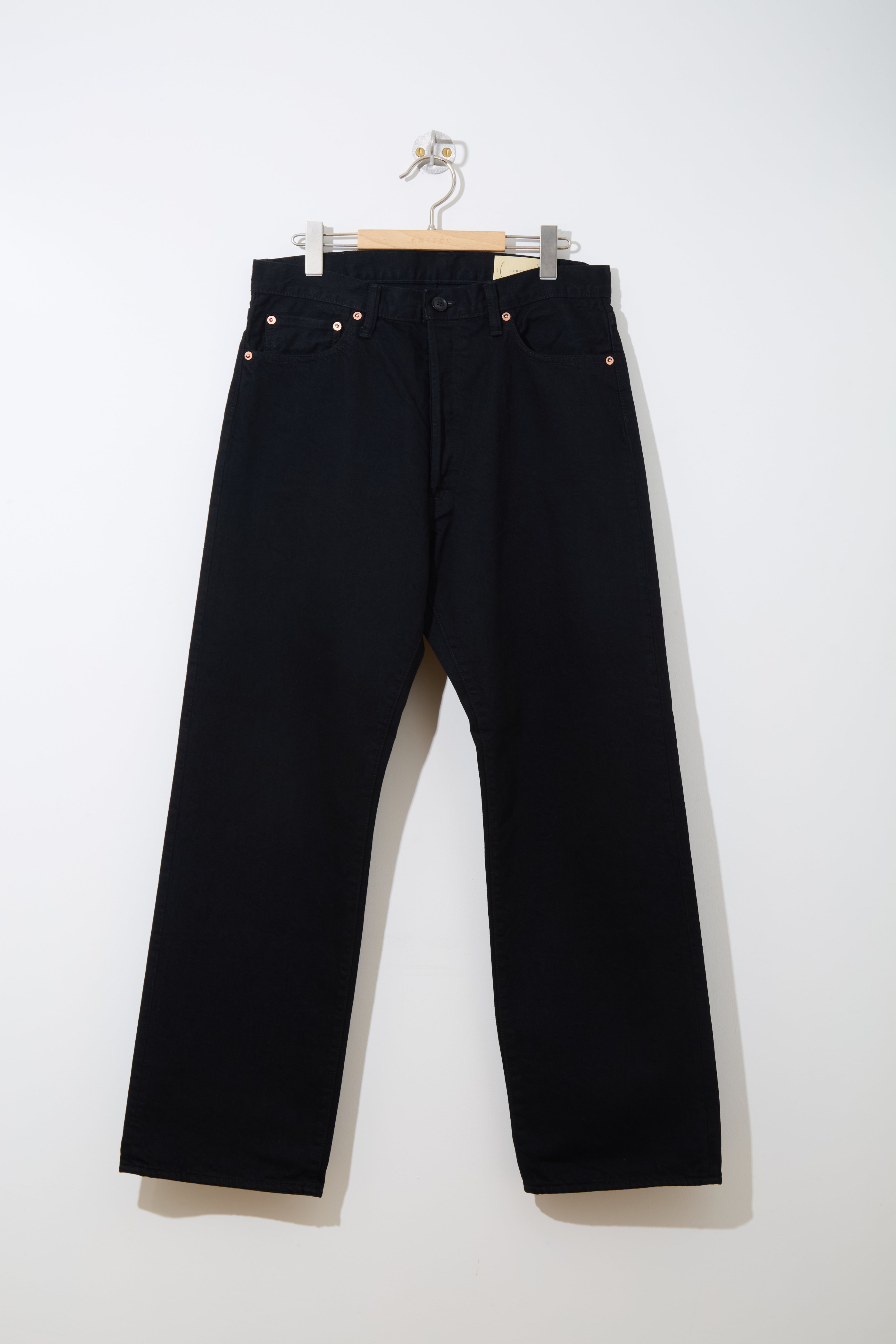 Denim Straight Trousers 〔BLACK〕