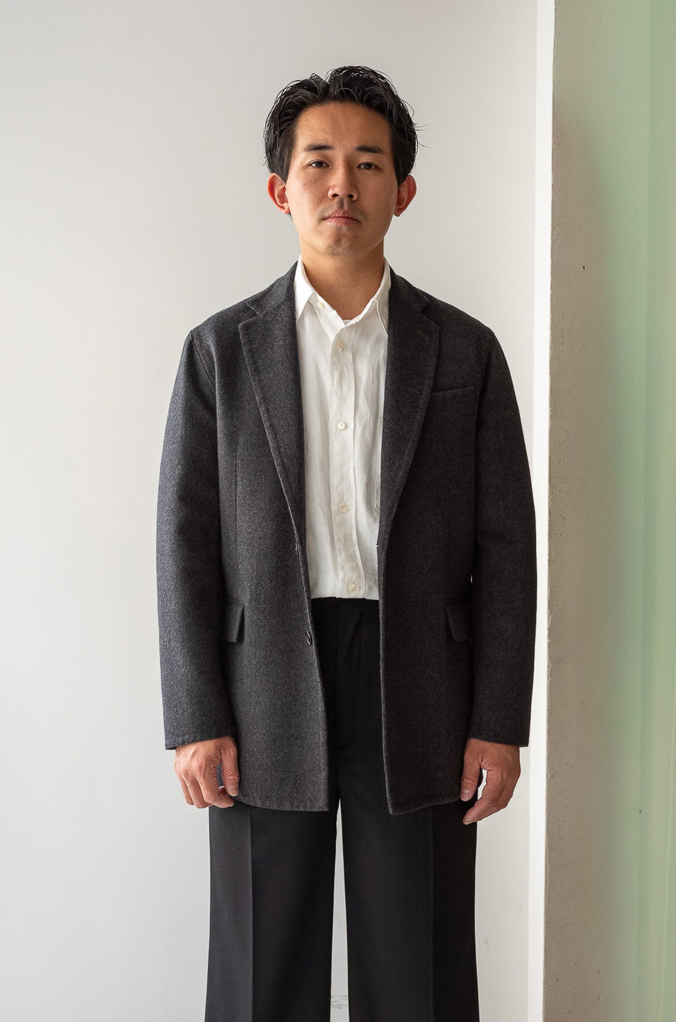 Hand Rever Wool Flannel Jacket 〔GRAY〕