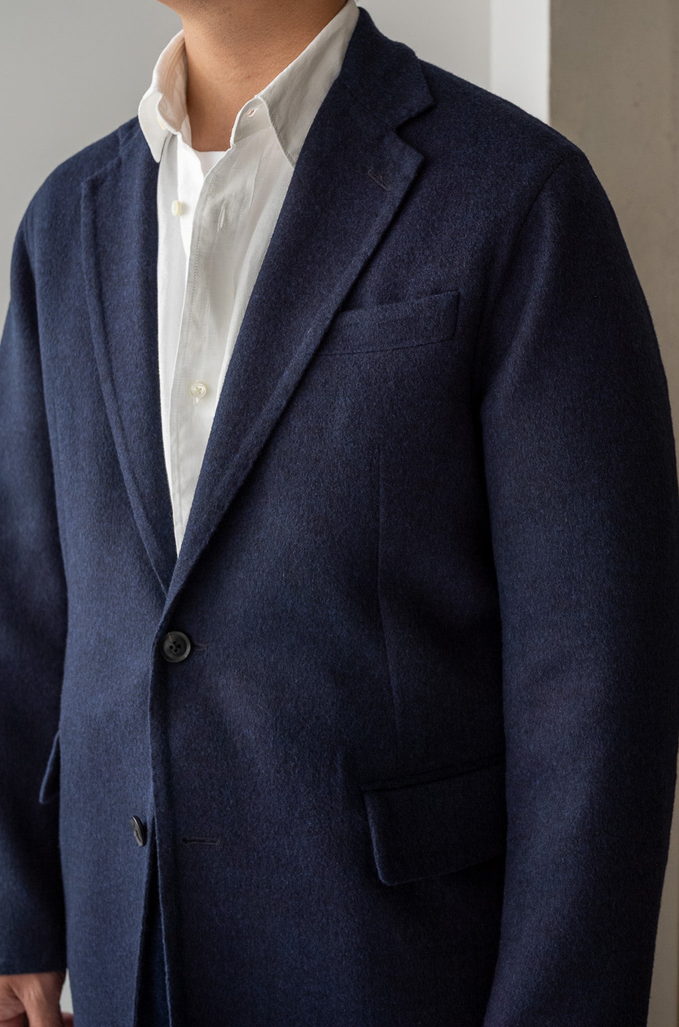 Hand Rever Wool Flannel Jacket〔NAVY〕