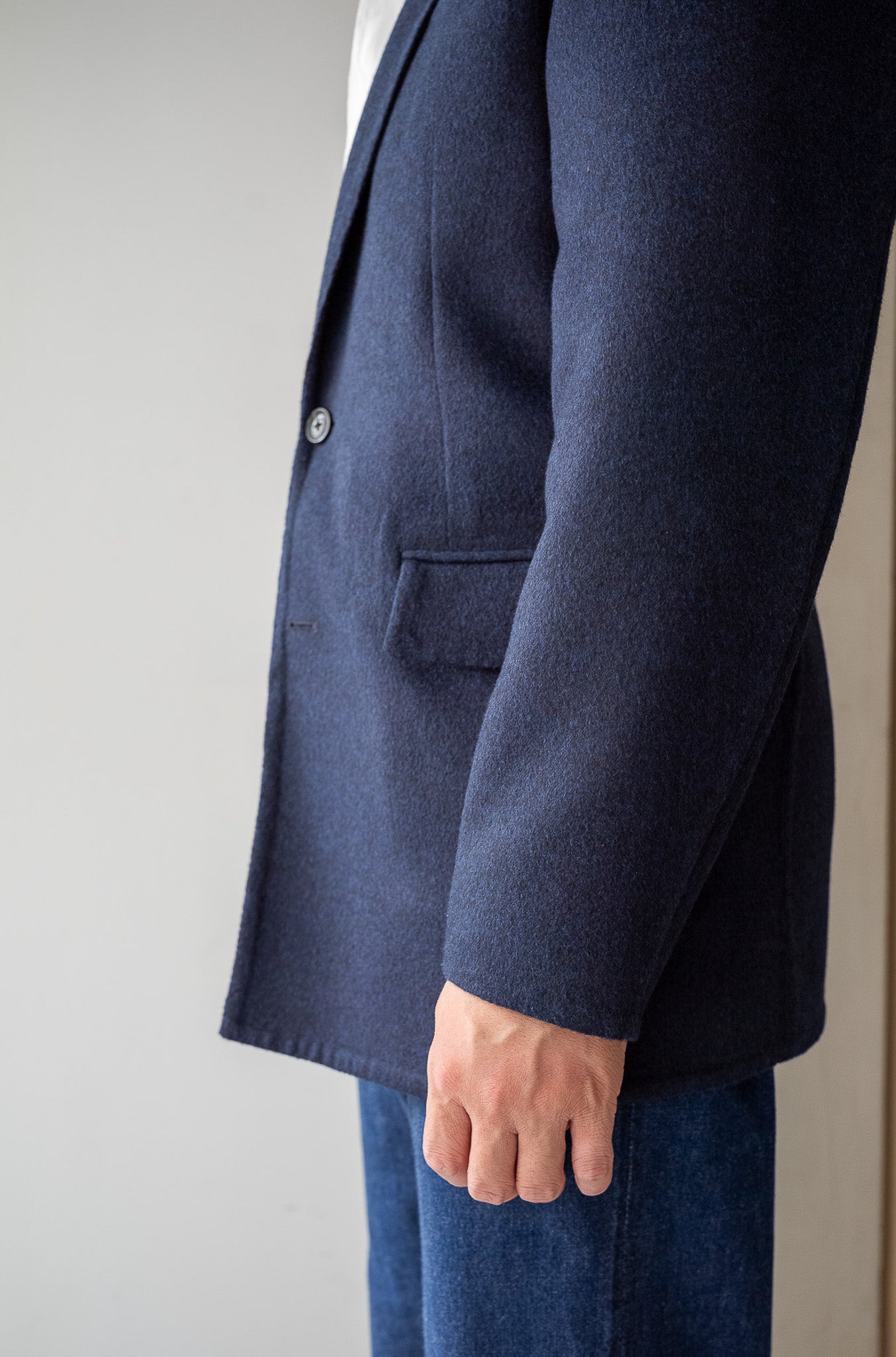 Hand Rever Wool Flannel Jacket〔NAVY〕