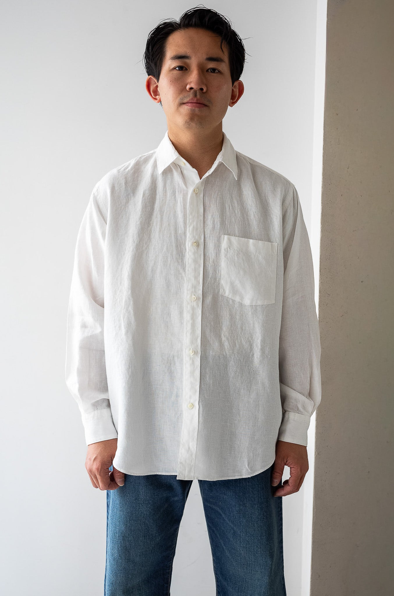 Essential Linen Shirt 〔WHITE〕