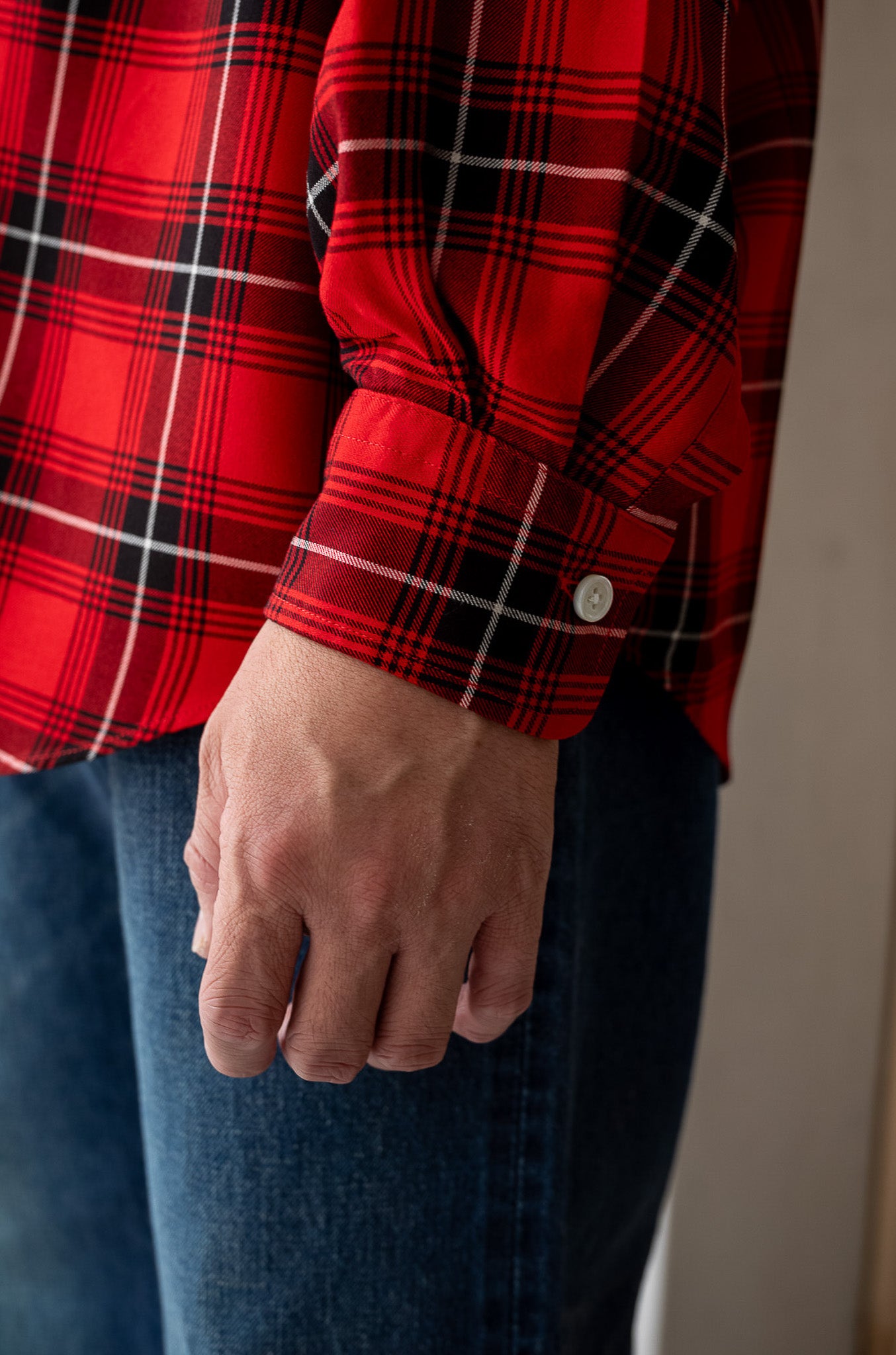 Lazy Luxe Rayon Shirt – Rayon Plaid 〔RED×BLACK〕