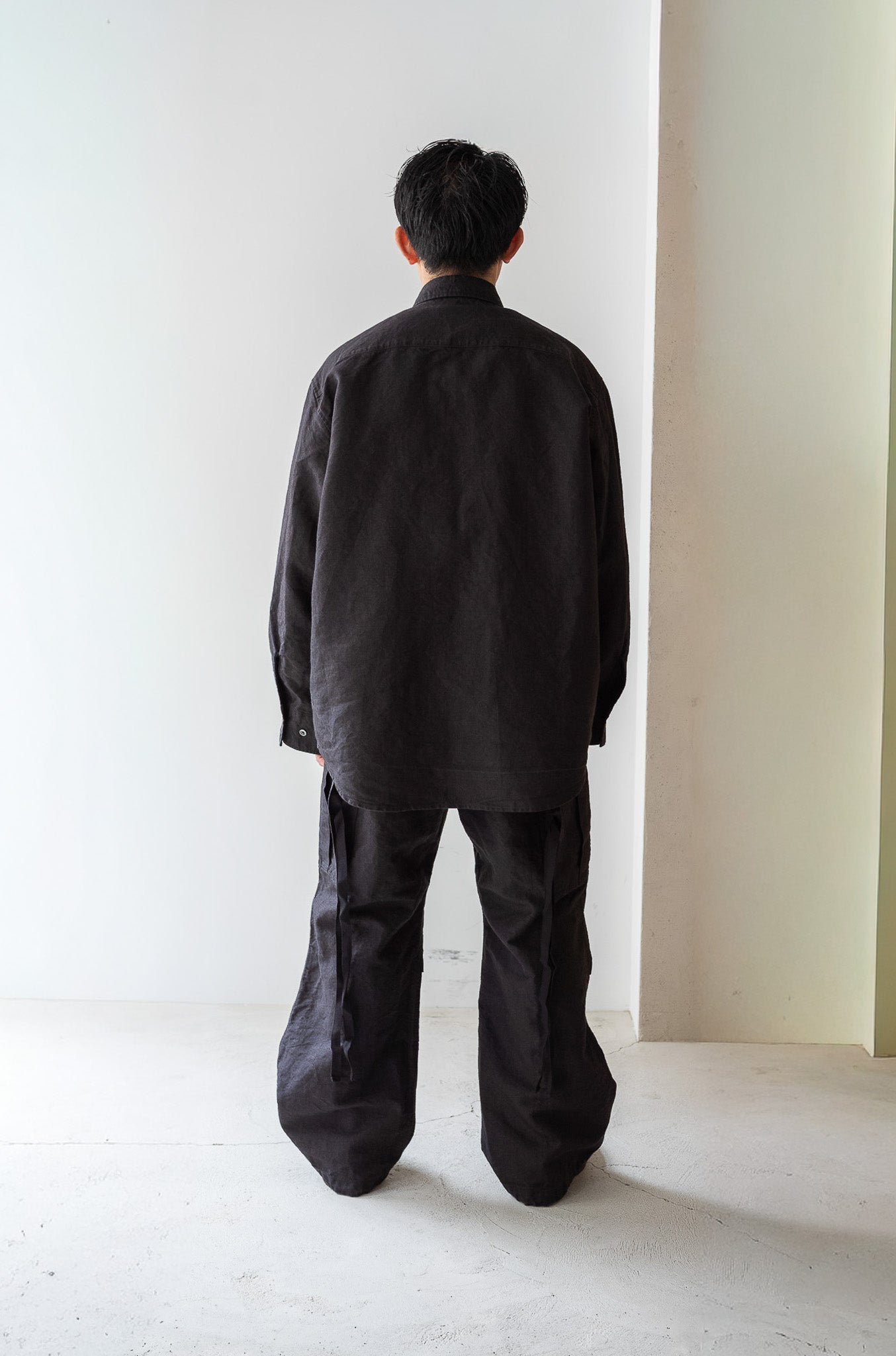 Linen Washi Shirt Blouson 〔BLACK〕