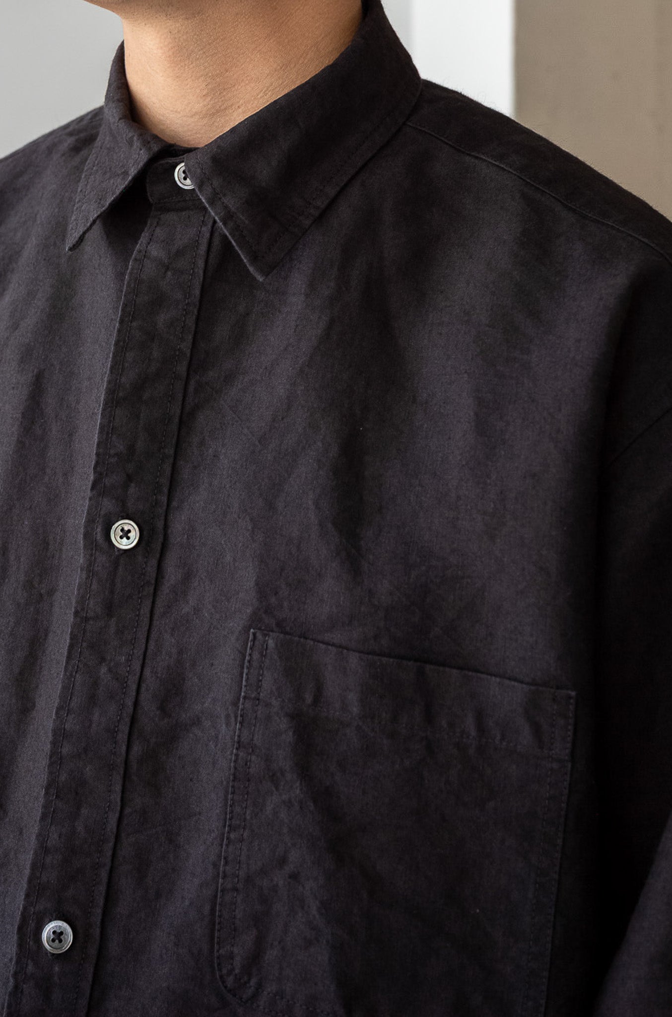 Linen Washi Shirt Blouson 〔BLACK〕