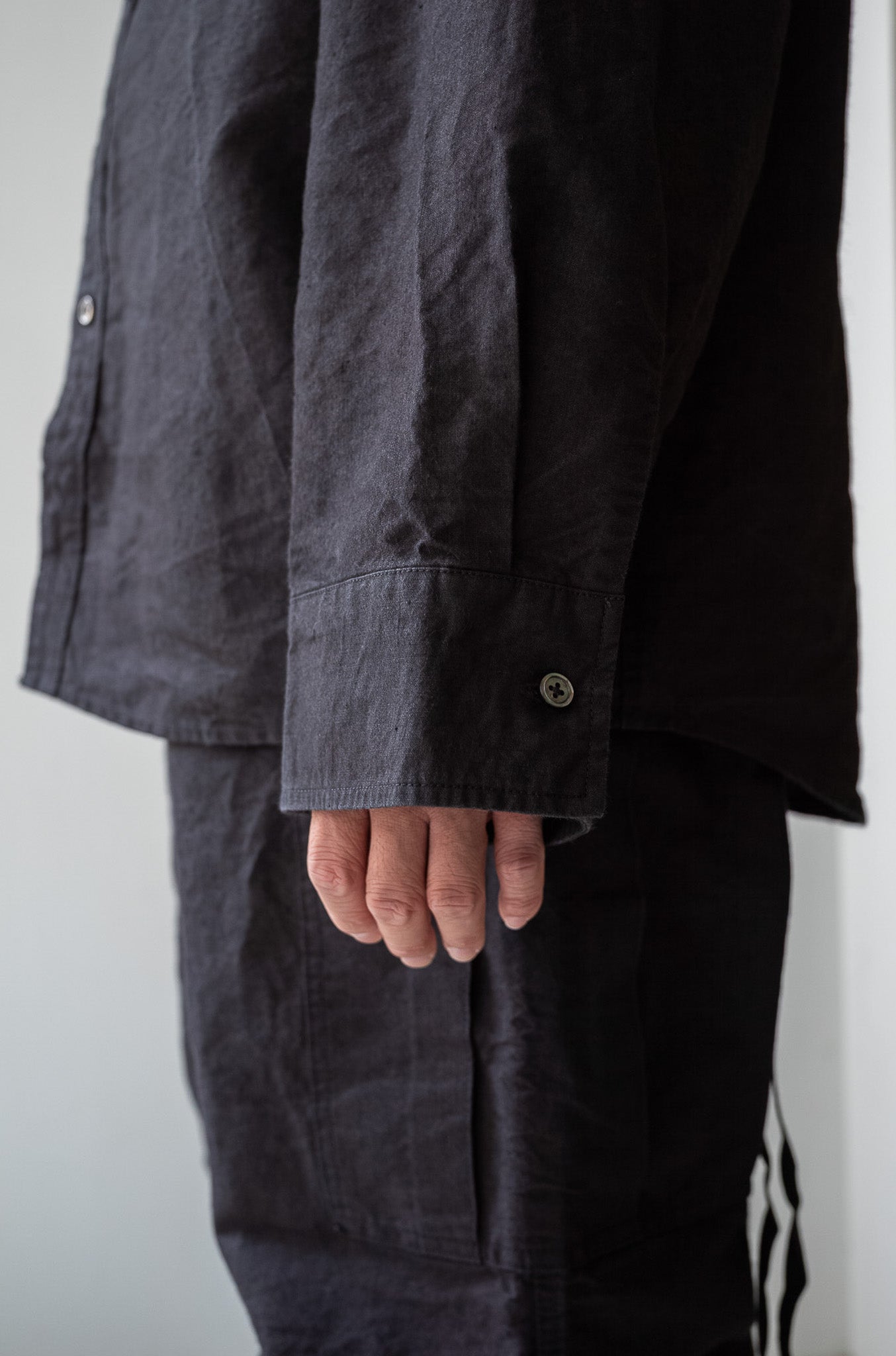 Linen Washi Shirt Blouson 〔BLACK〕