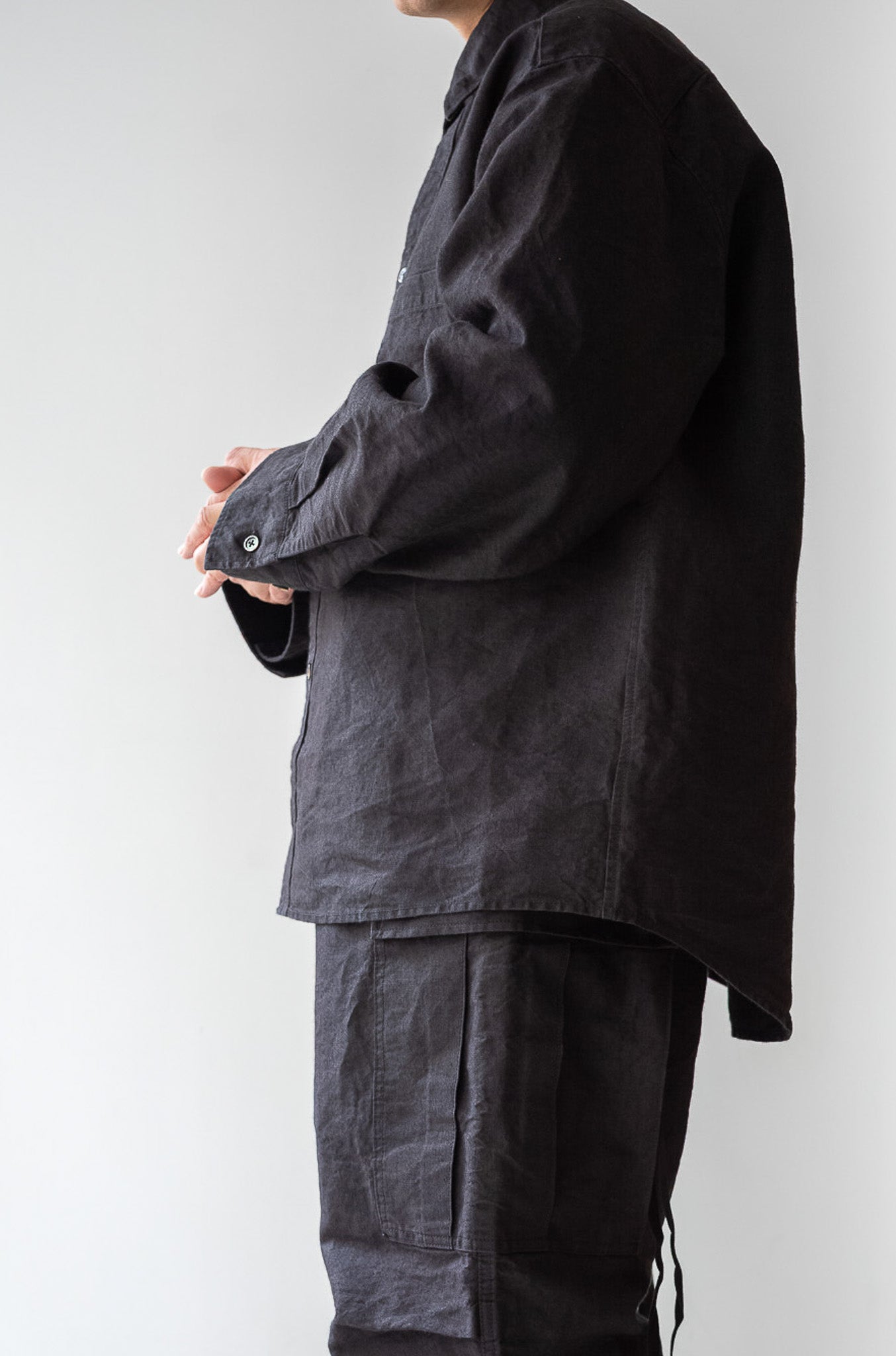 Linen Washi Shirt Blouson 〔BLACK〕