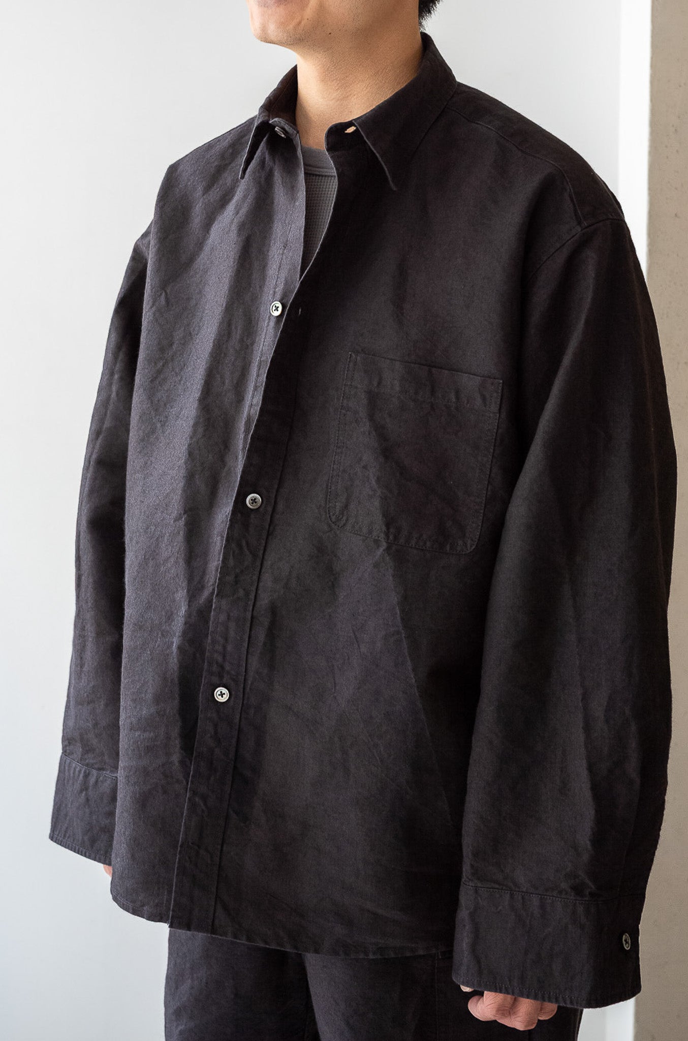 Linen Washi Shirt Blouson 〔BLACK〕