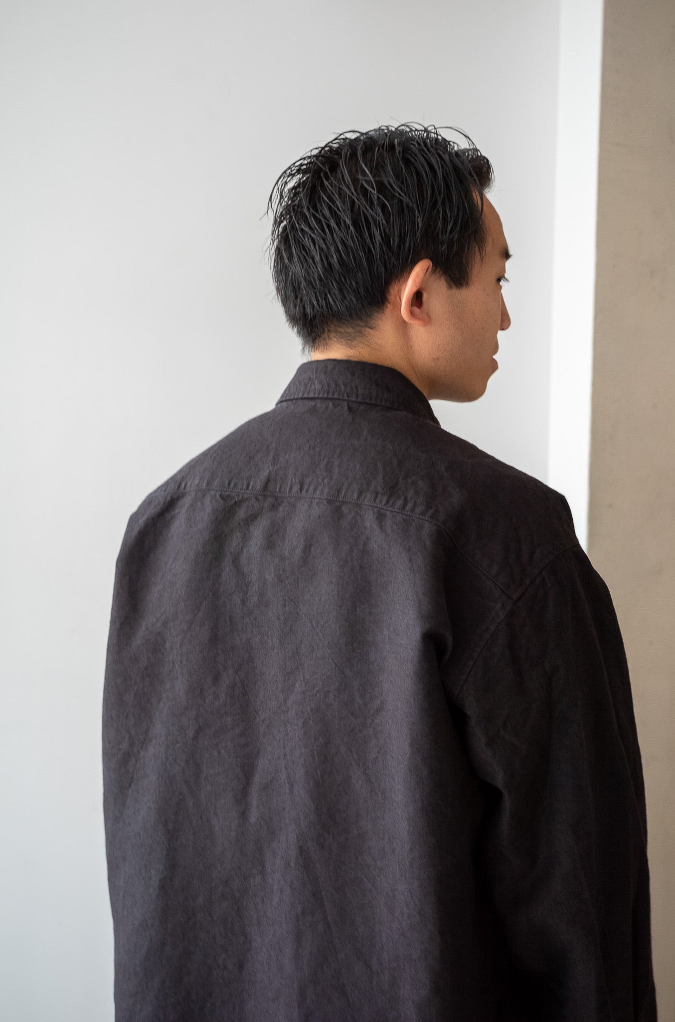 Linen Washi Shirt Blouson 〔BLACK〕
