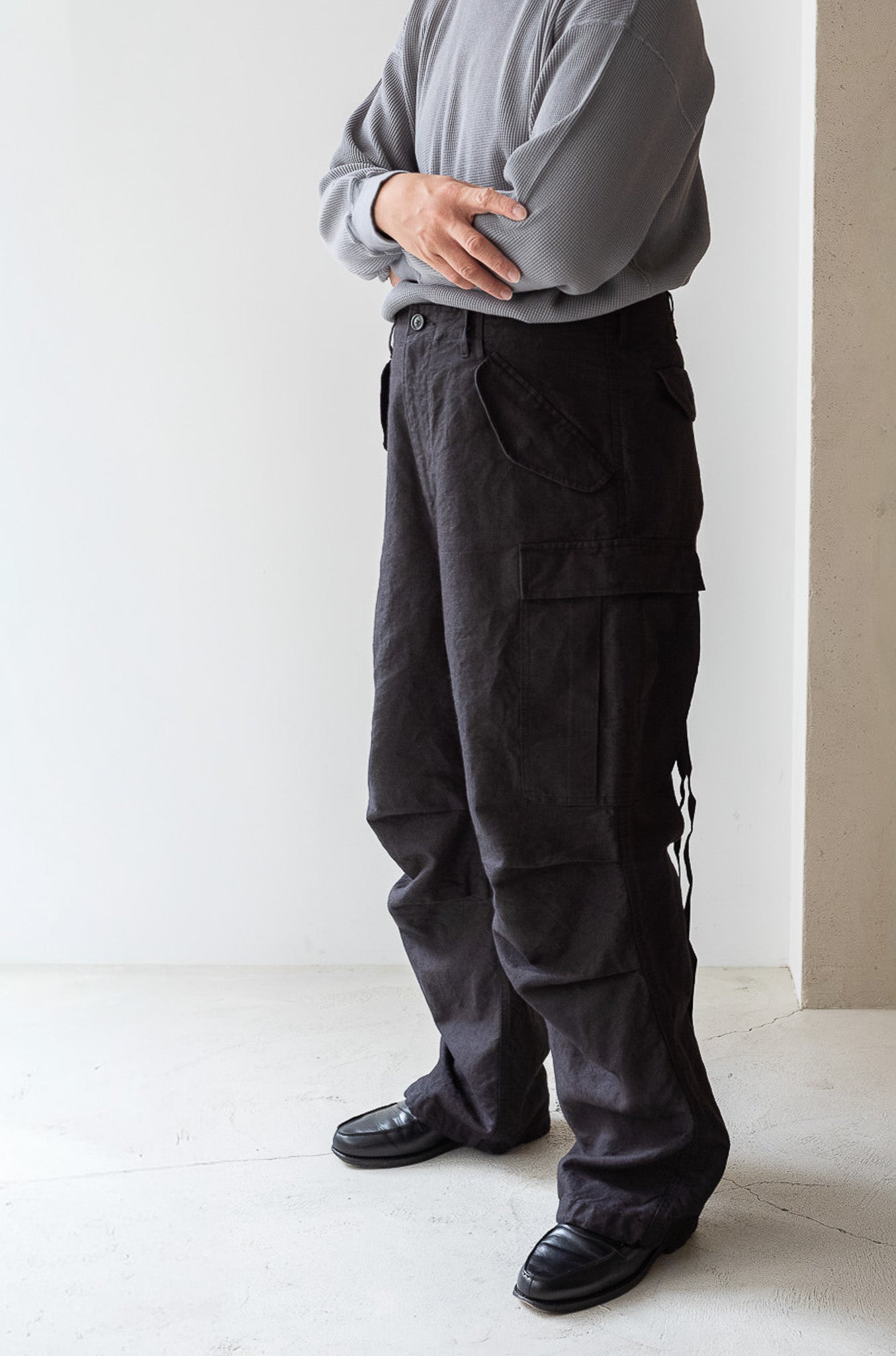 Linen Washi M51 Cargo Pants 〔BLACK〕