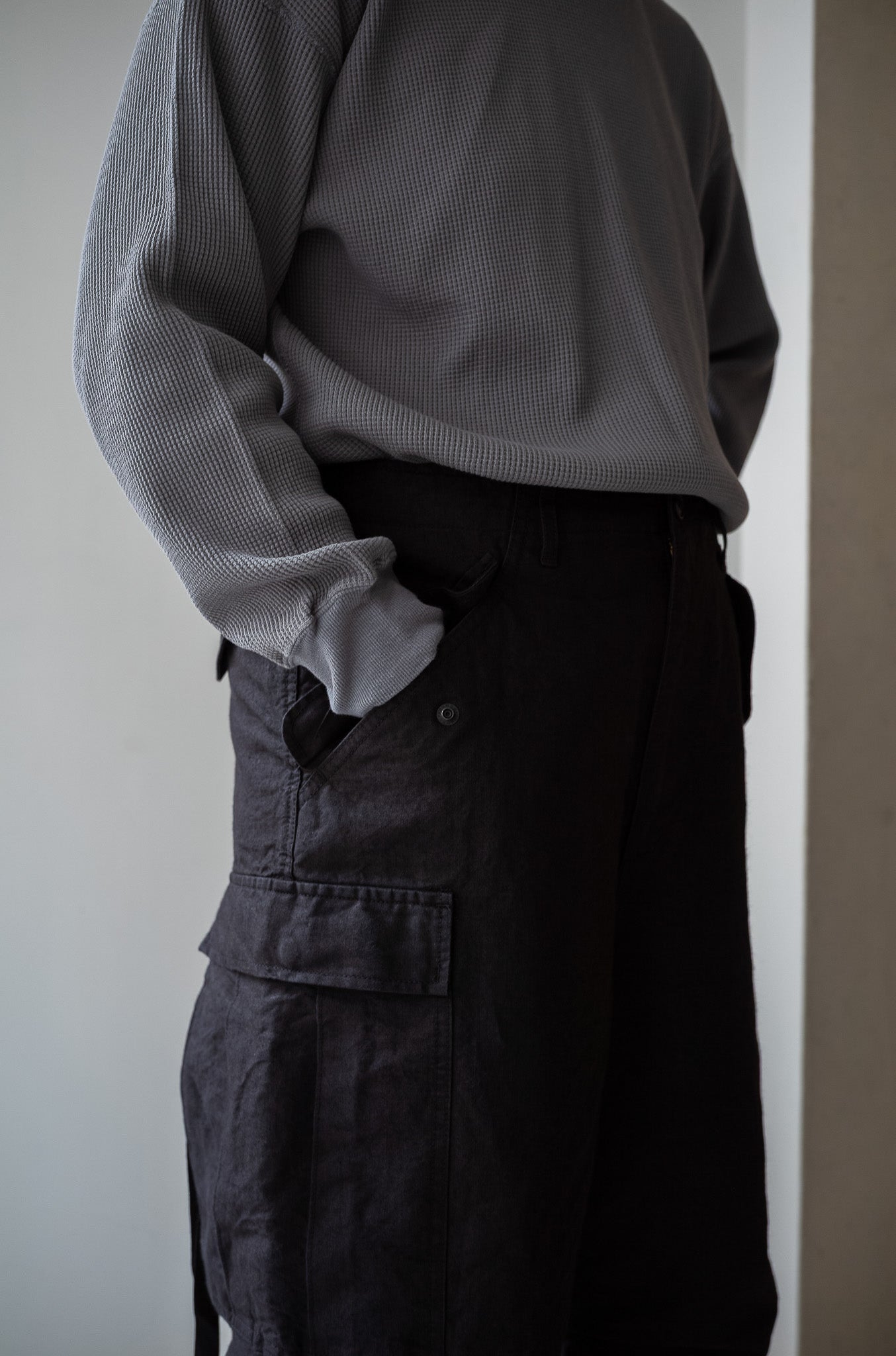 Linen Washi M51 Cargo Pants 〔BLACK〕