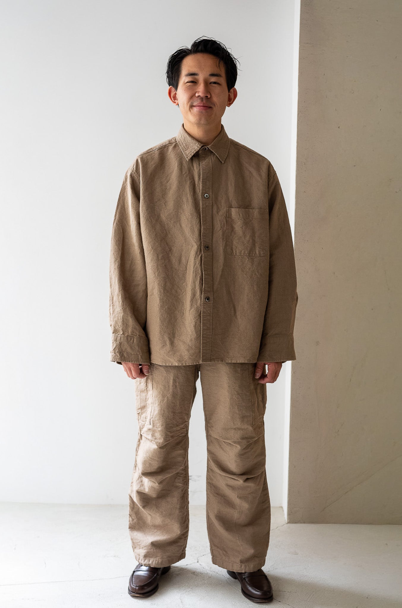 Linen Washi Shirt Blouson 〔TAN〕