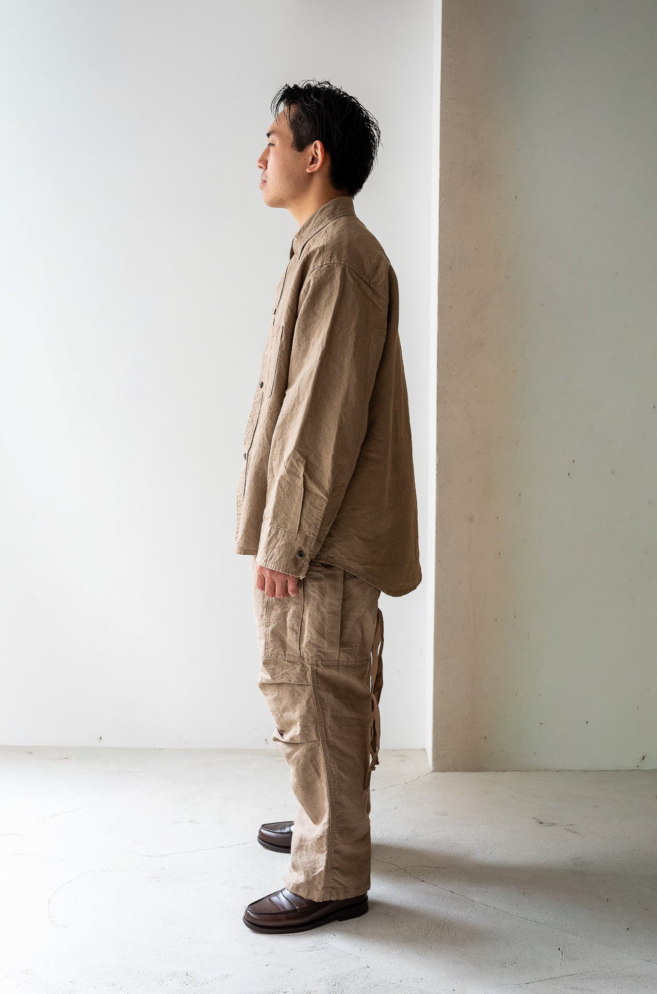 Linen Washi Shirt Blouson 〔TAN〕