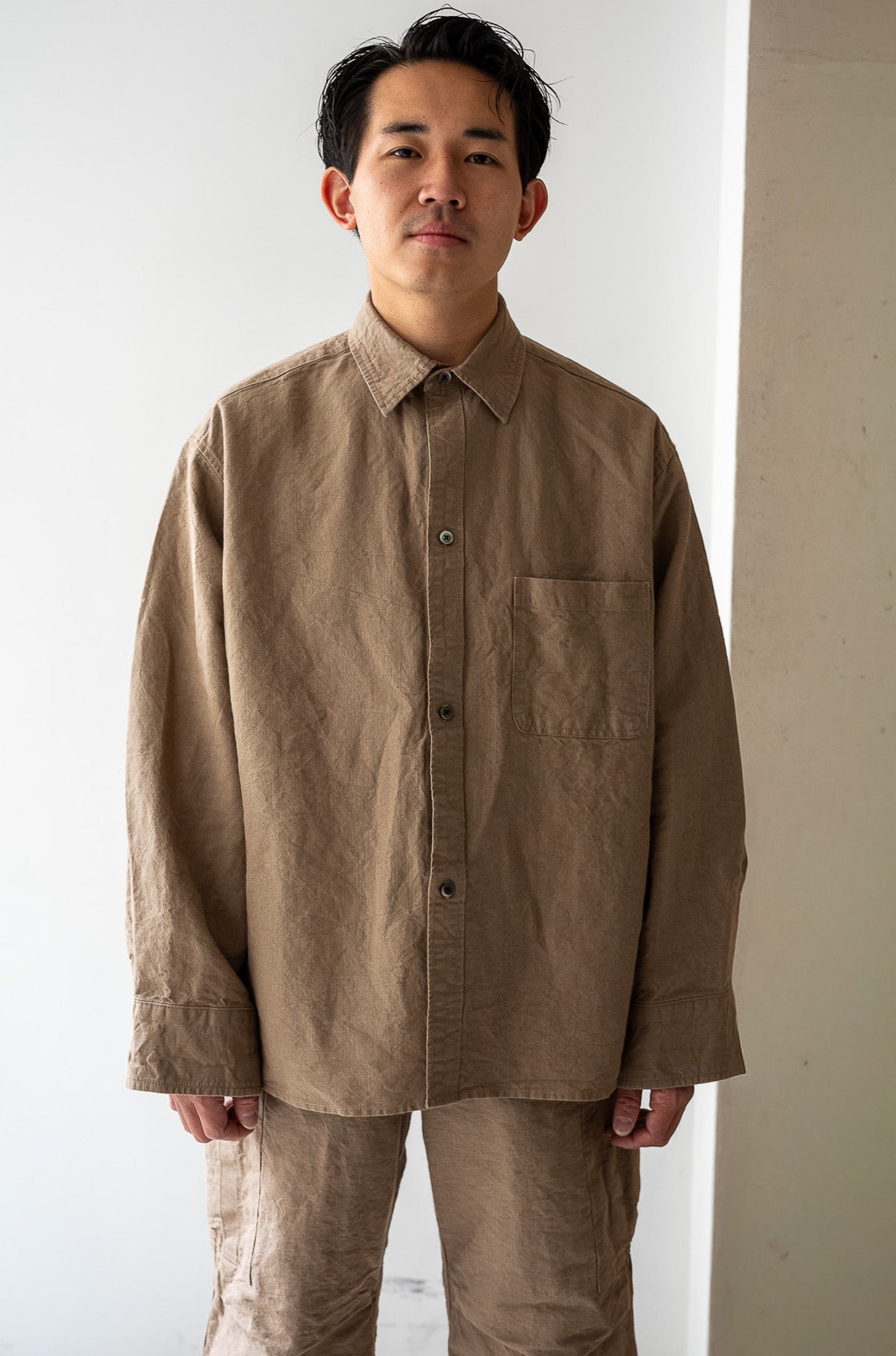 Linen Washi Shirt Blouson 〔TAN〕