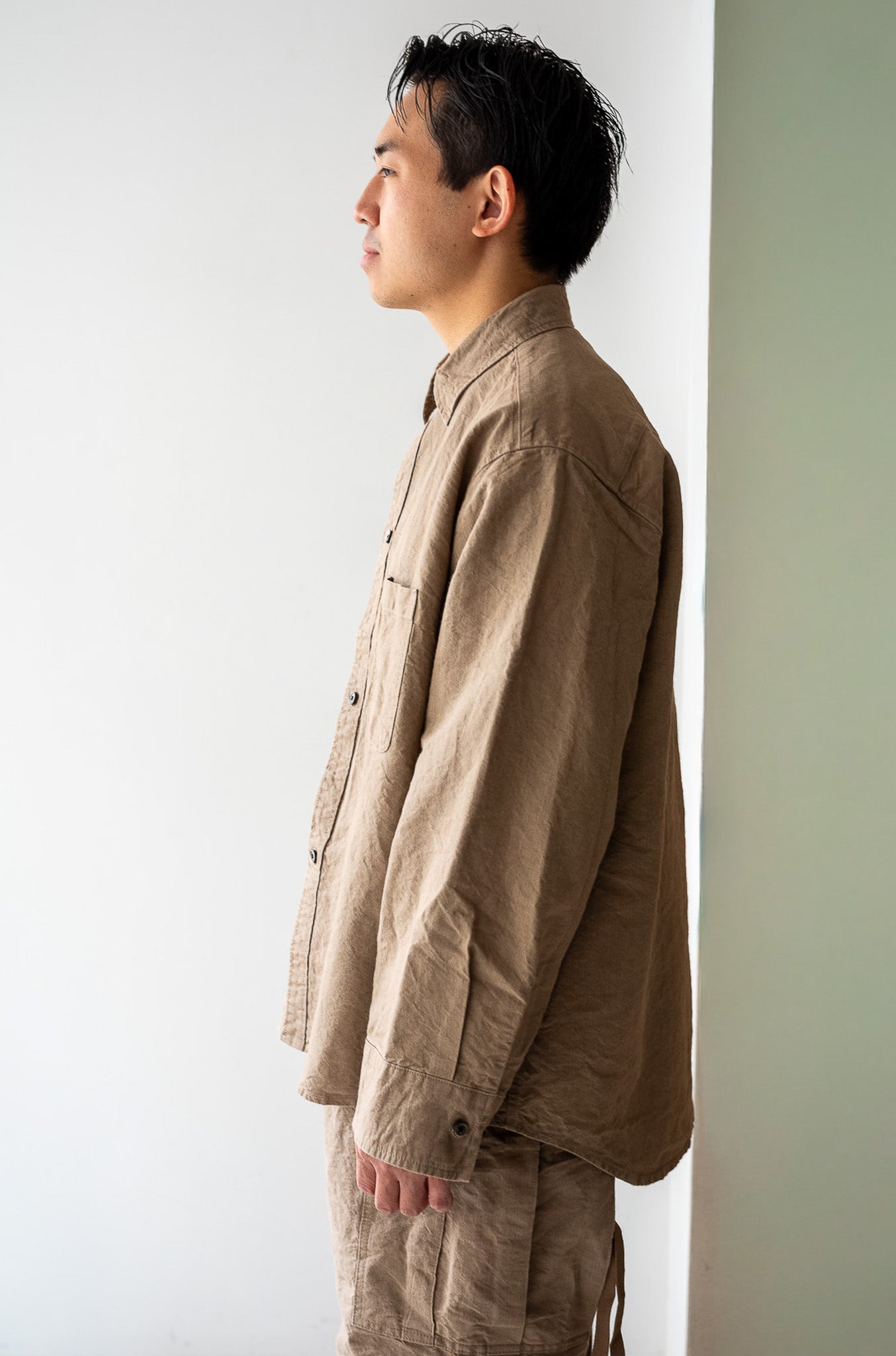 Linen Washi Shirt Blouson 〔TAN〕