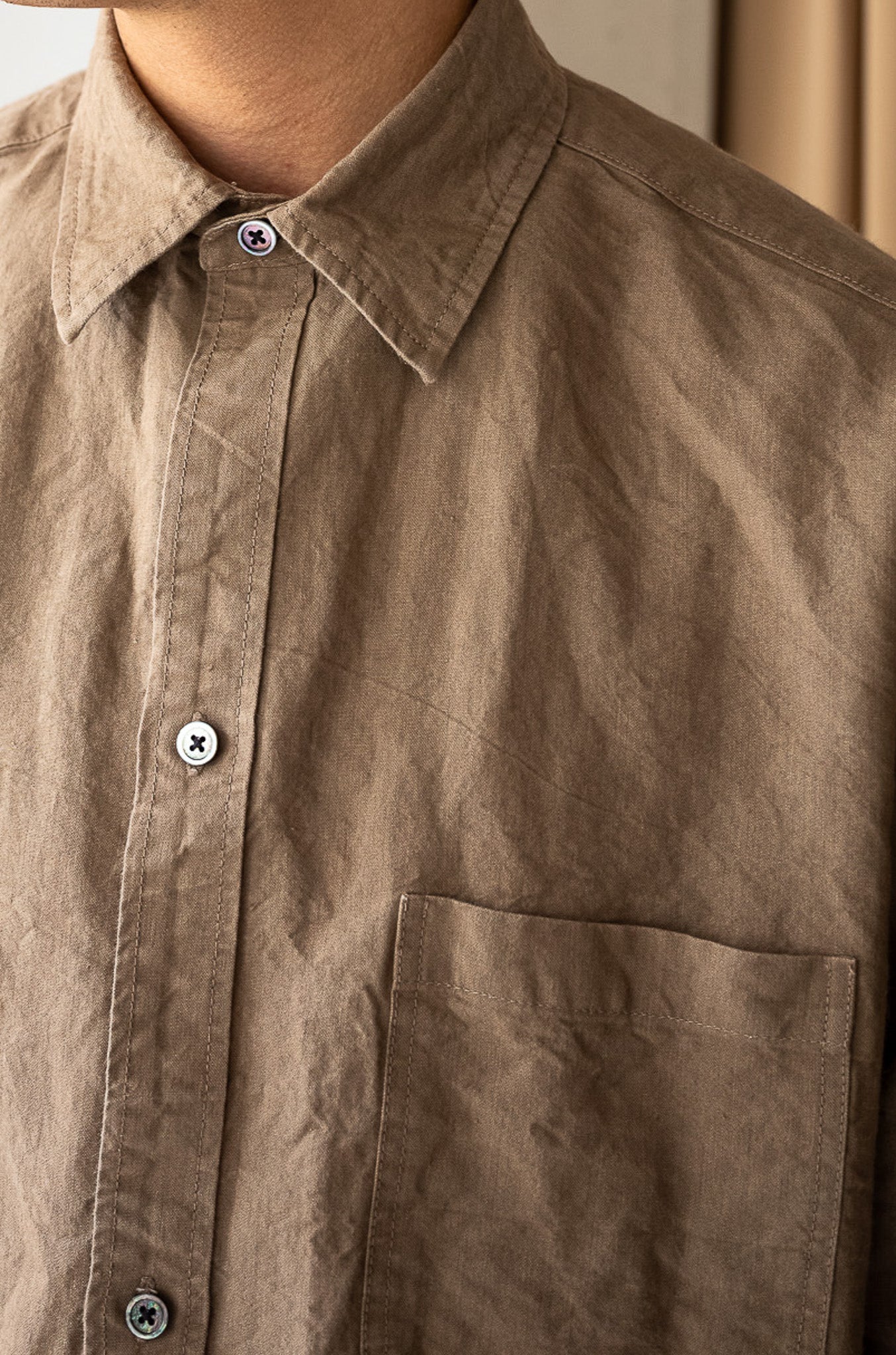 Linen Washi Shirt Blouson 〔TAN〕