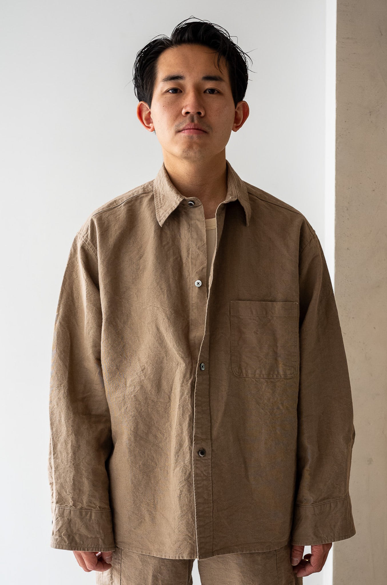 Linen Washi Shirt Blouson 〔TAN〕