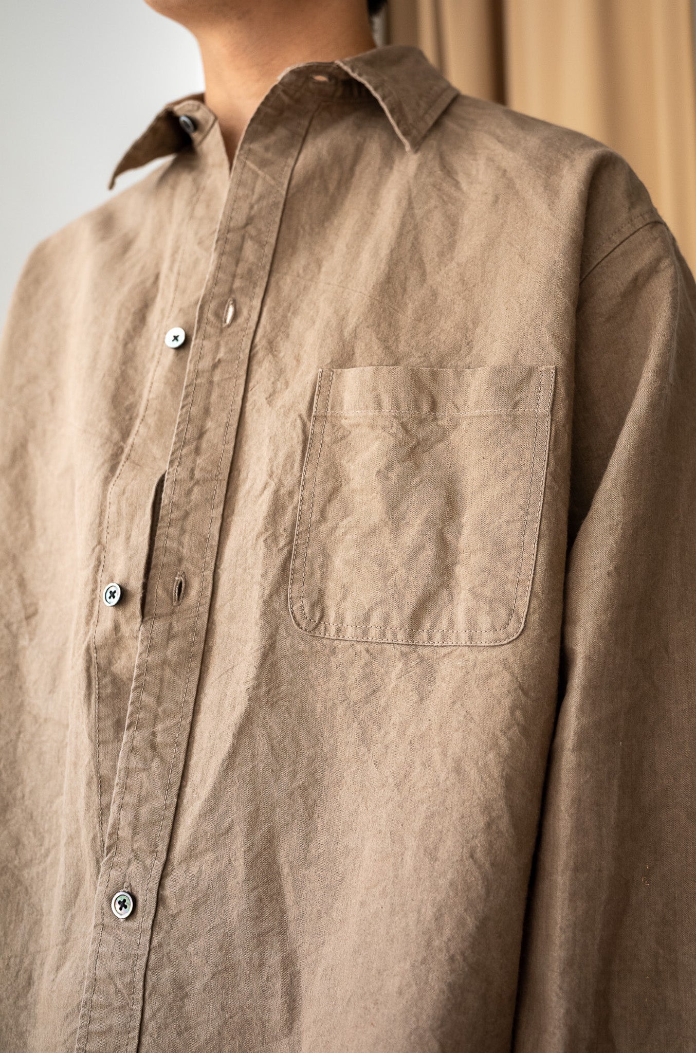 Linen Washi Shirt Blouson 〔TAN〕