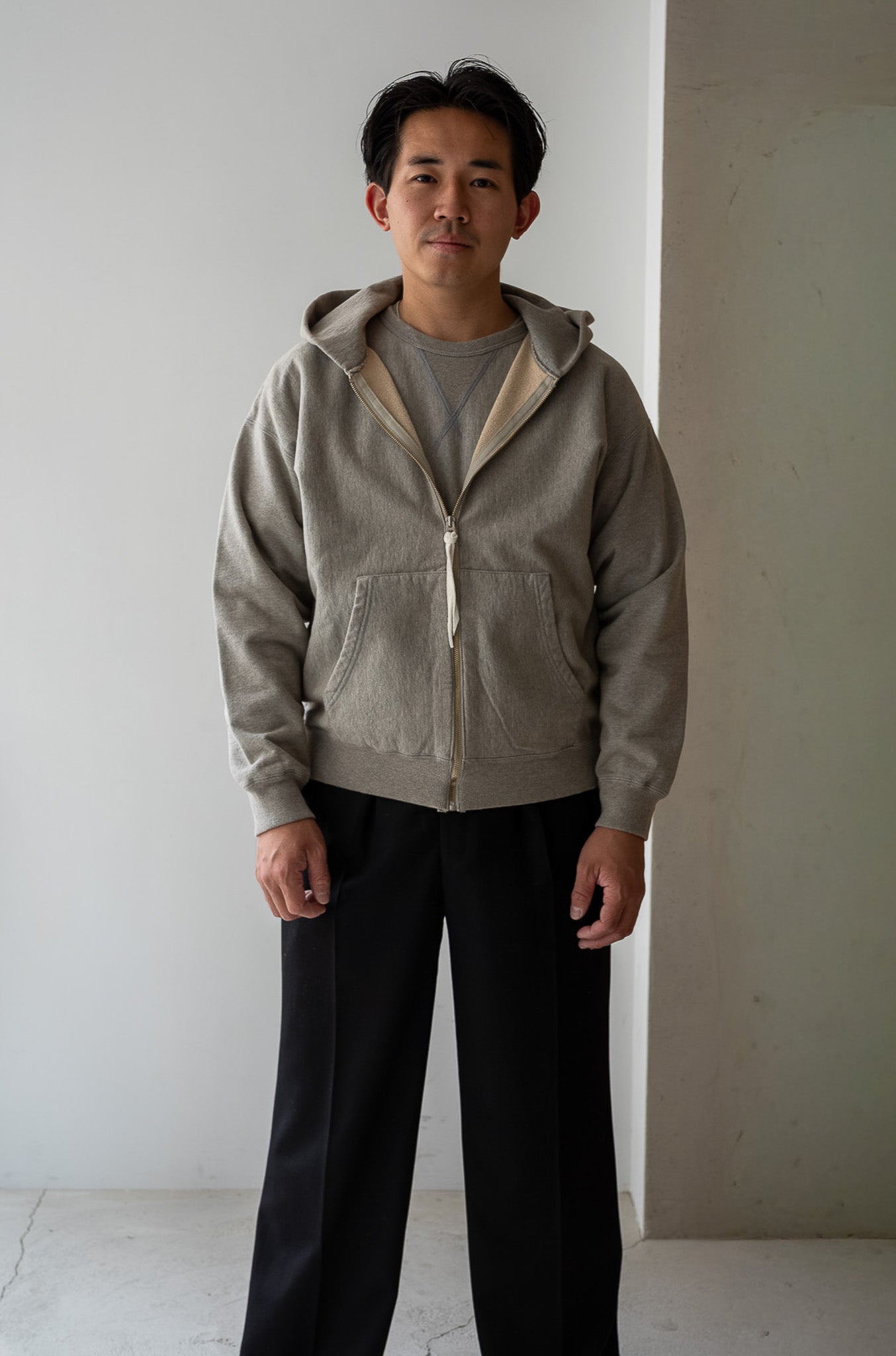 Essential Zip Sweat Parka 〔DIRTY L/GRAY〕