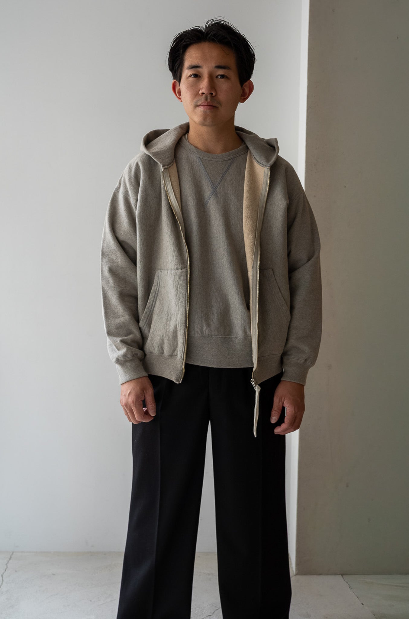 Essential Zip Sweat Parka 〔DIRTY L/GRAY〕