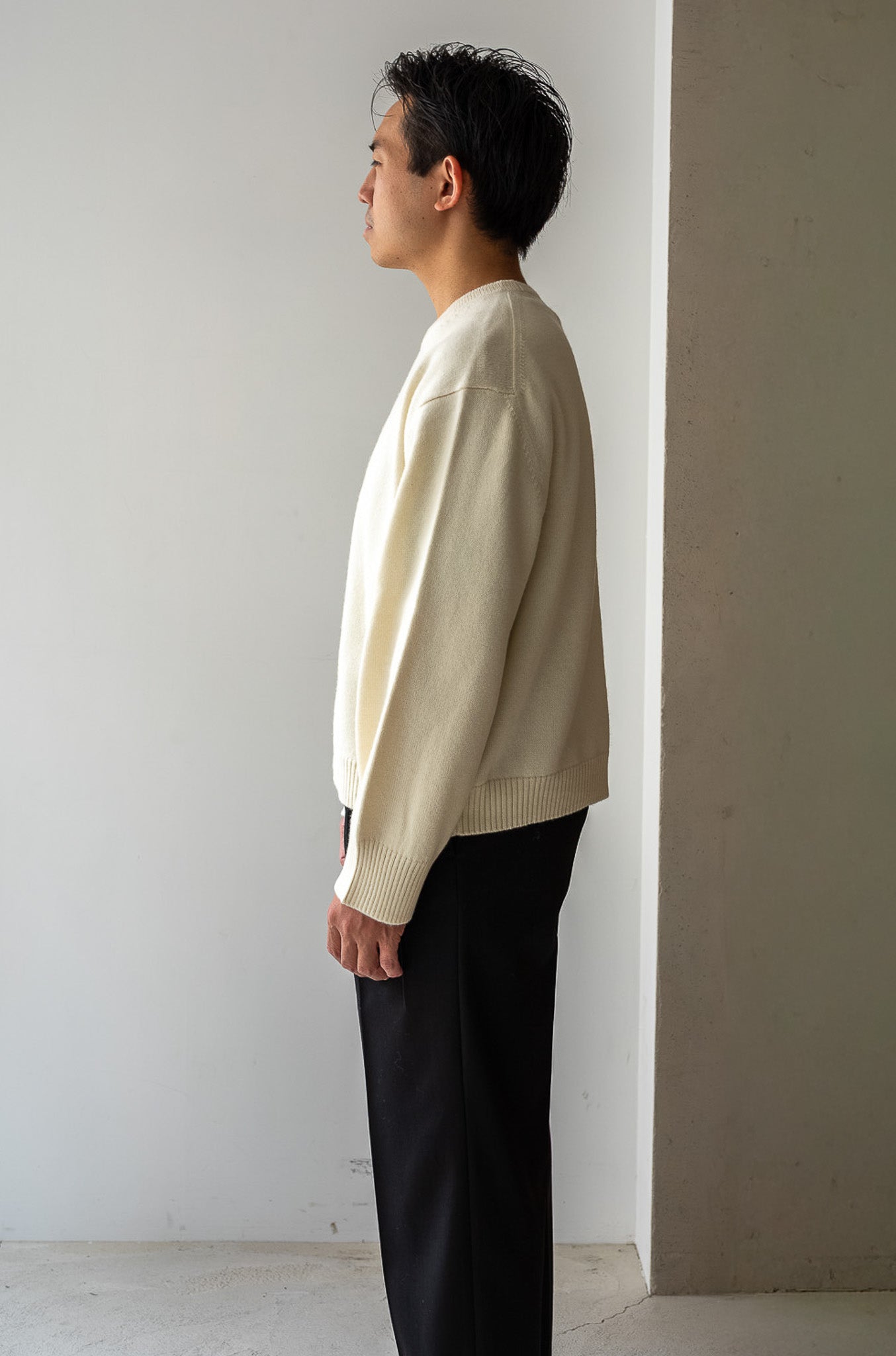 Fine Wool Cashmere Sweater〔MILK〕
