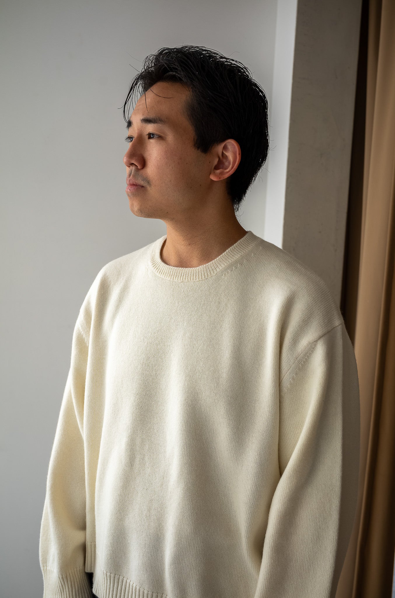 Fine Wool Cashmere Sweater〔MILK〕