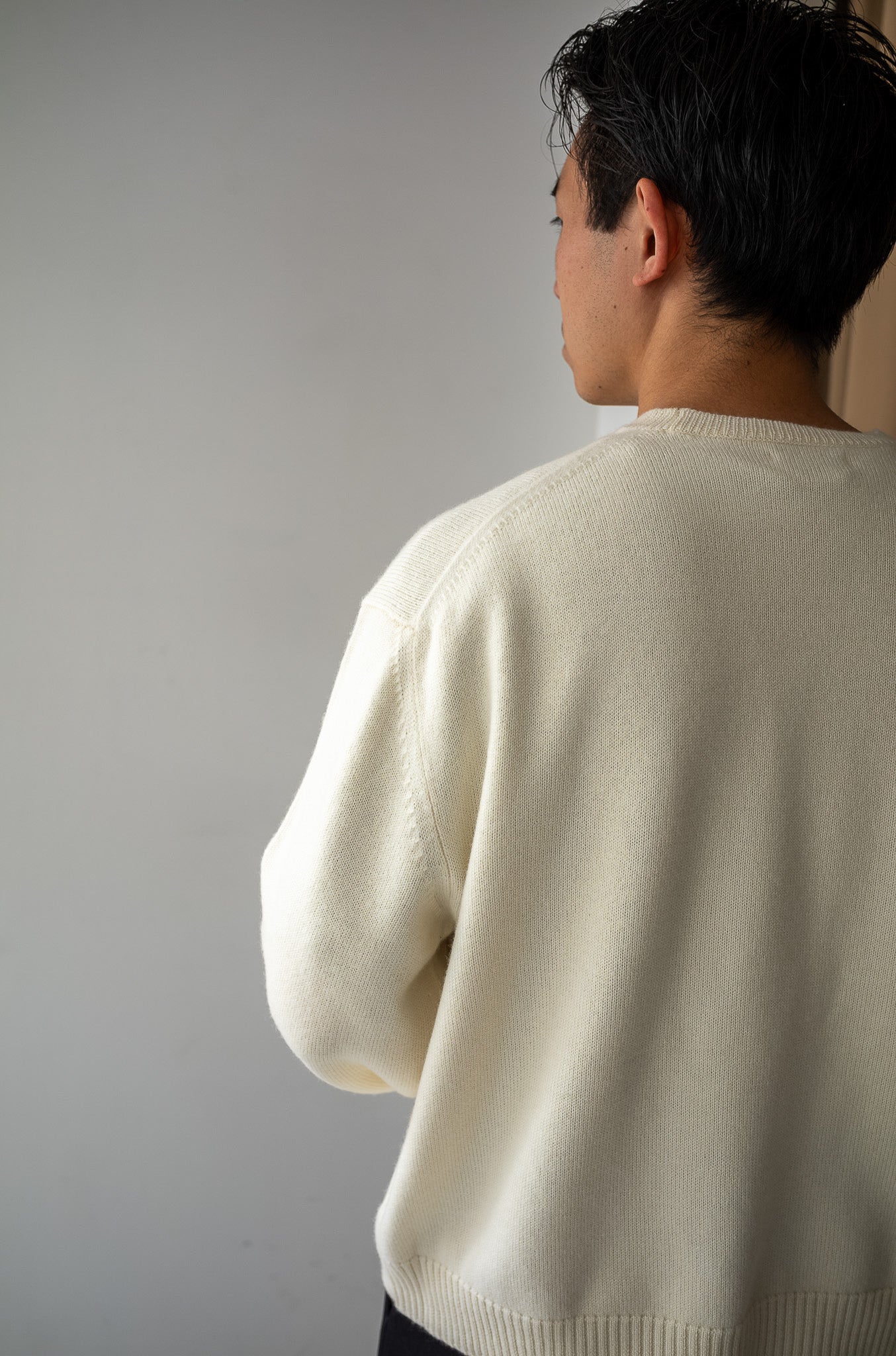 Fine Wool Cashmere Sweater〔MILK〕