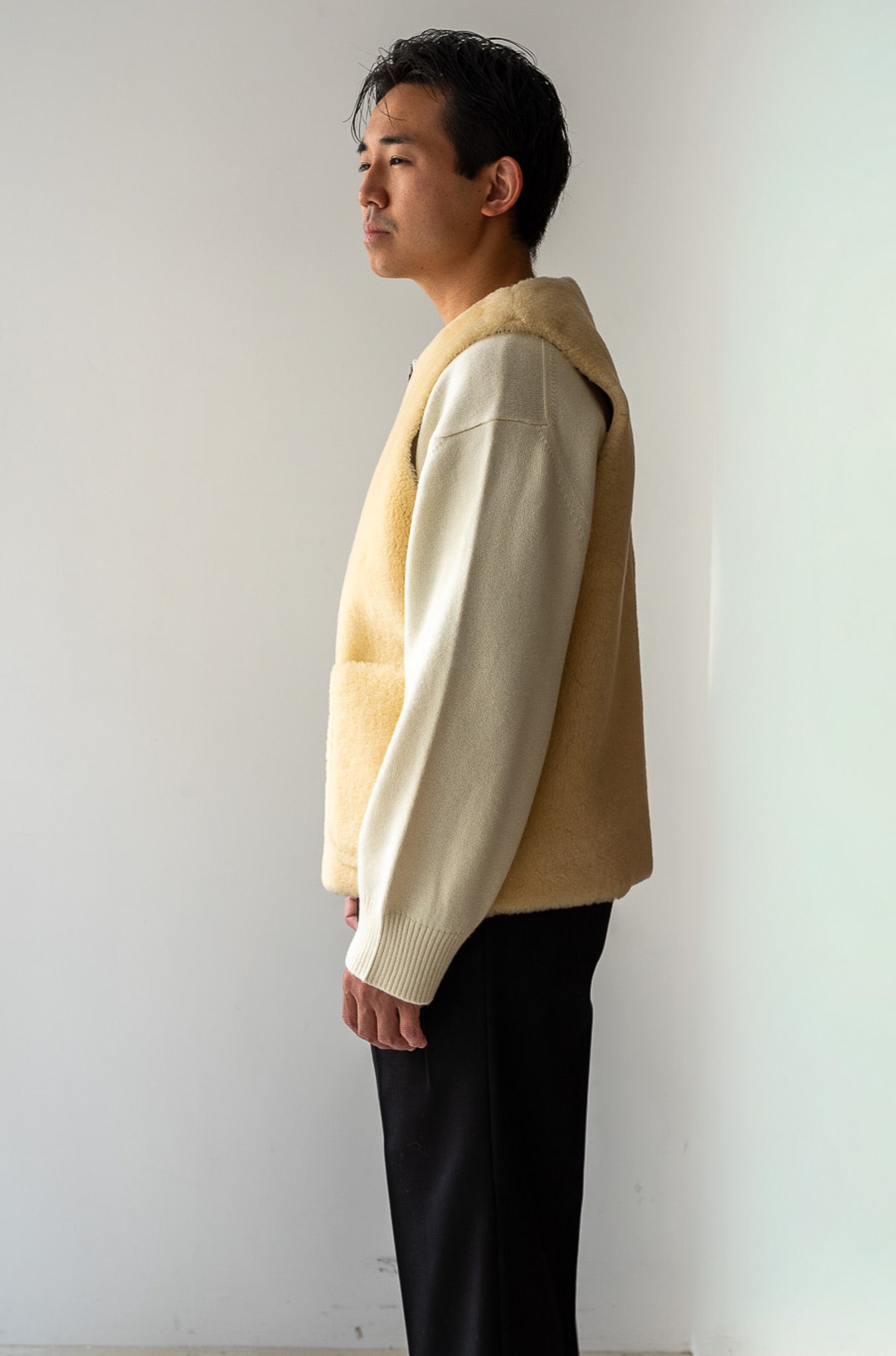 Mouton Vest〔ECRU×OFF WHITE〕