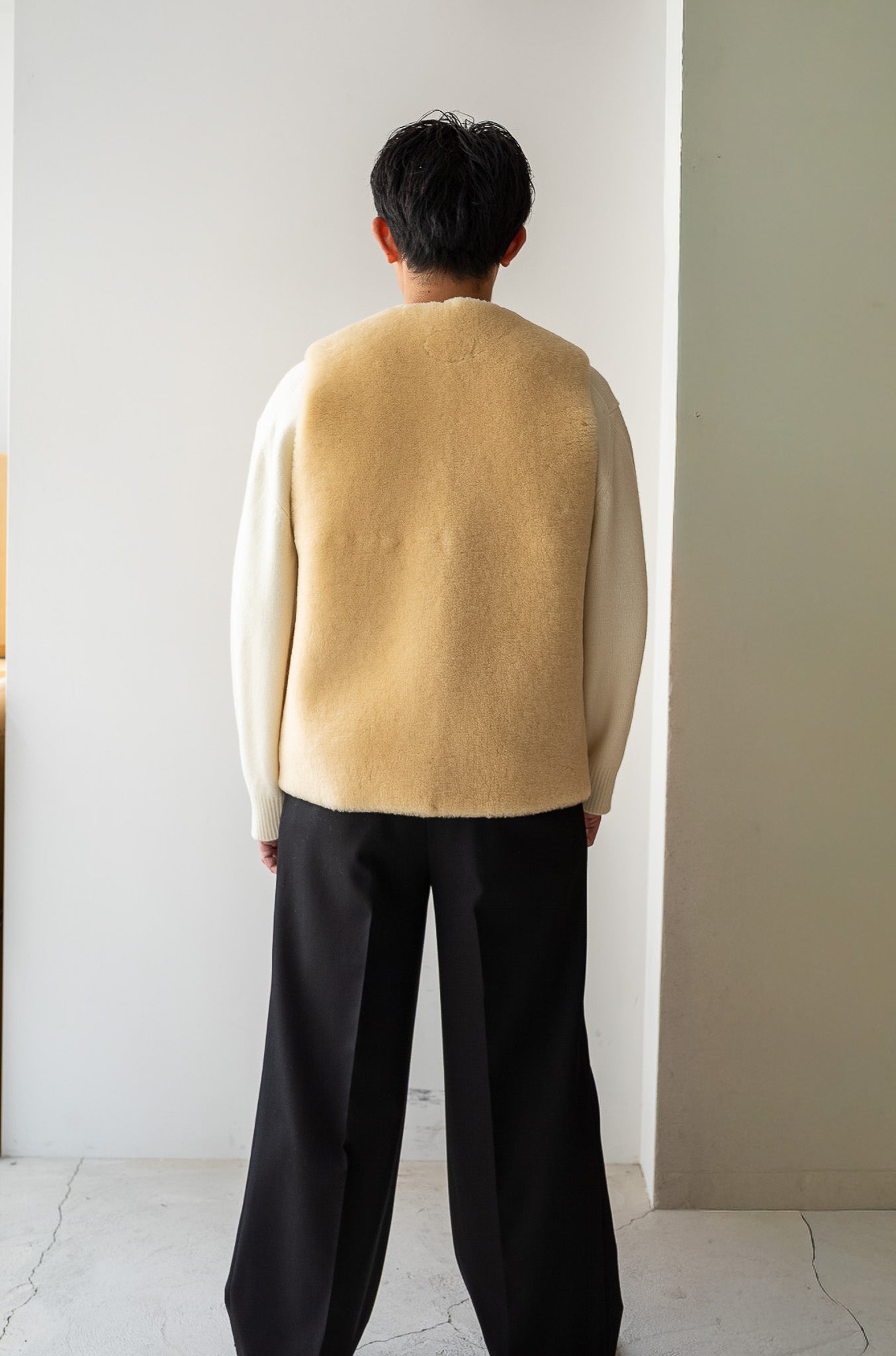 Mouton Vest〔ECRU×OFF WHITE〕