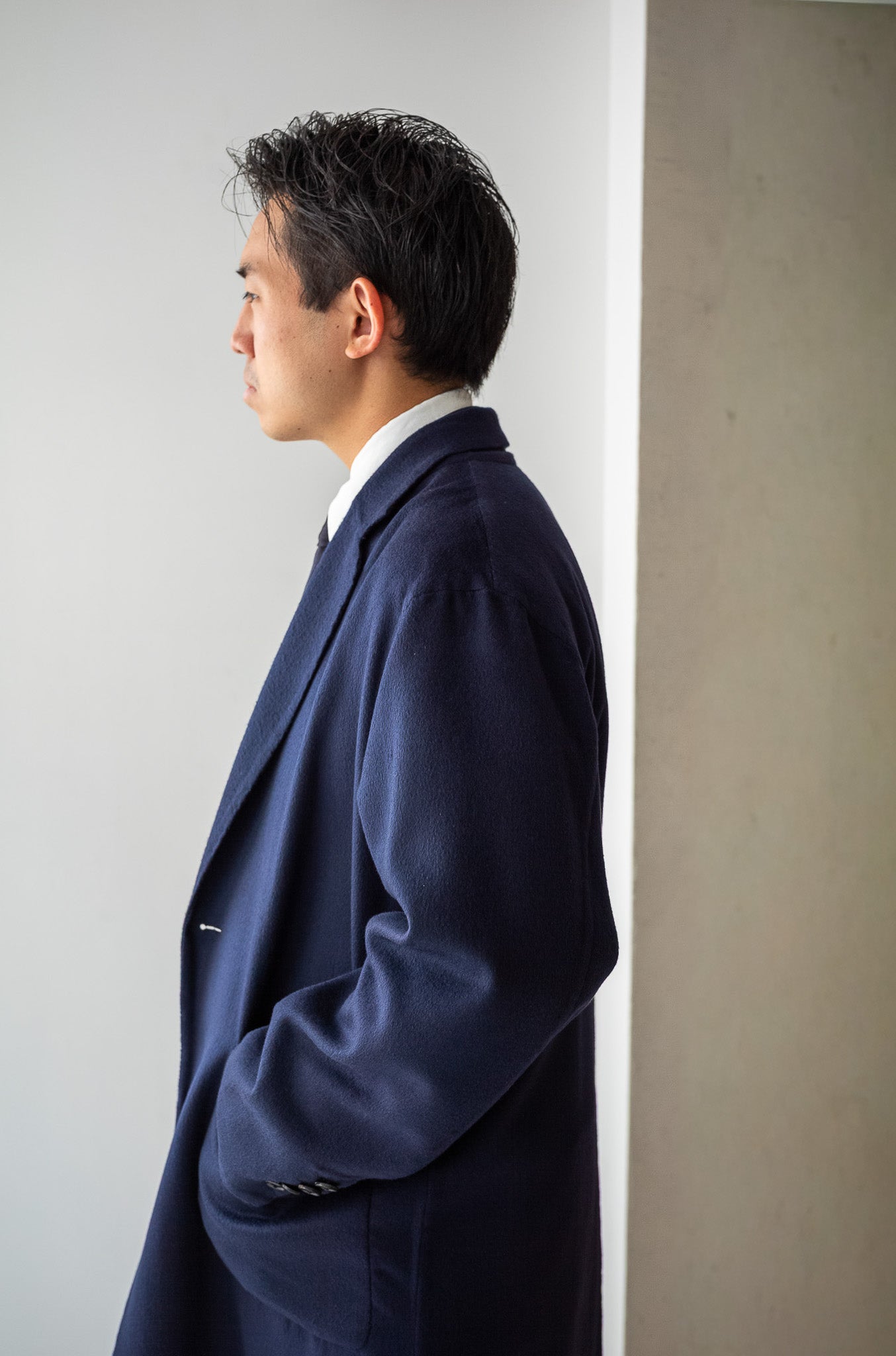 Hand Rever Chesterfield Coat-Alashan Cashmere〔MID NIGHT〕