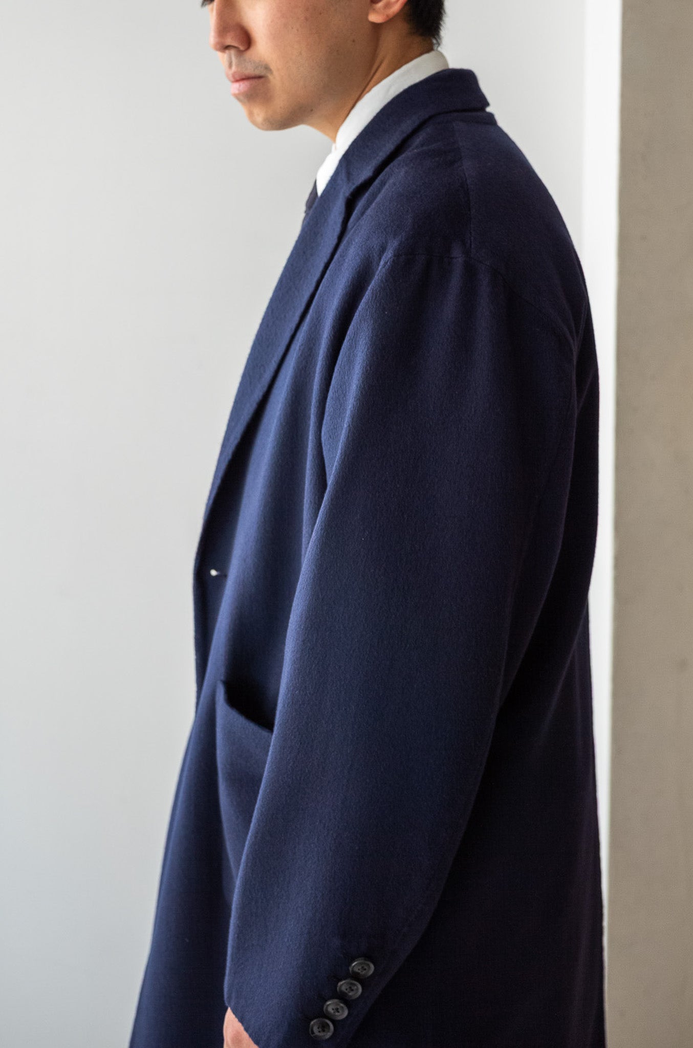 Hand Rever Chesterfield Coat-Alashan Cashmere〔MID NIGHT〕