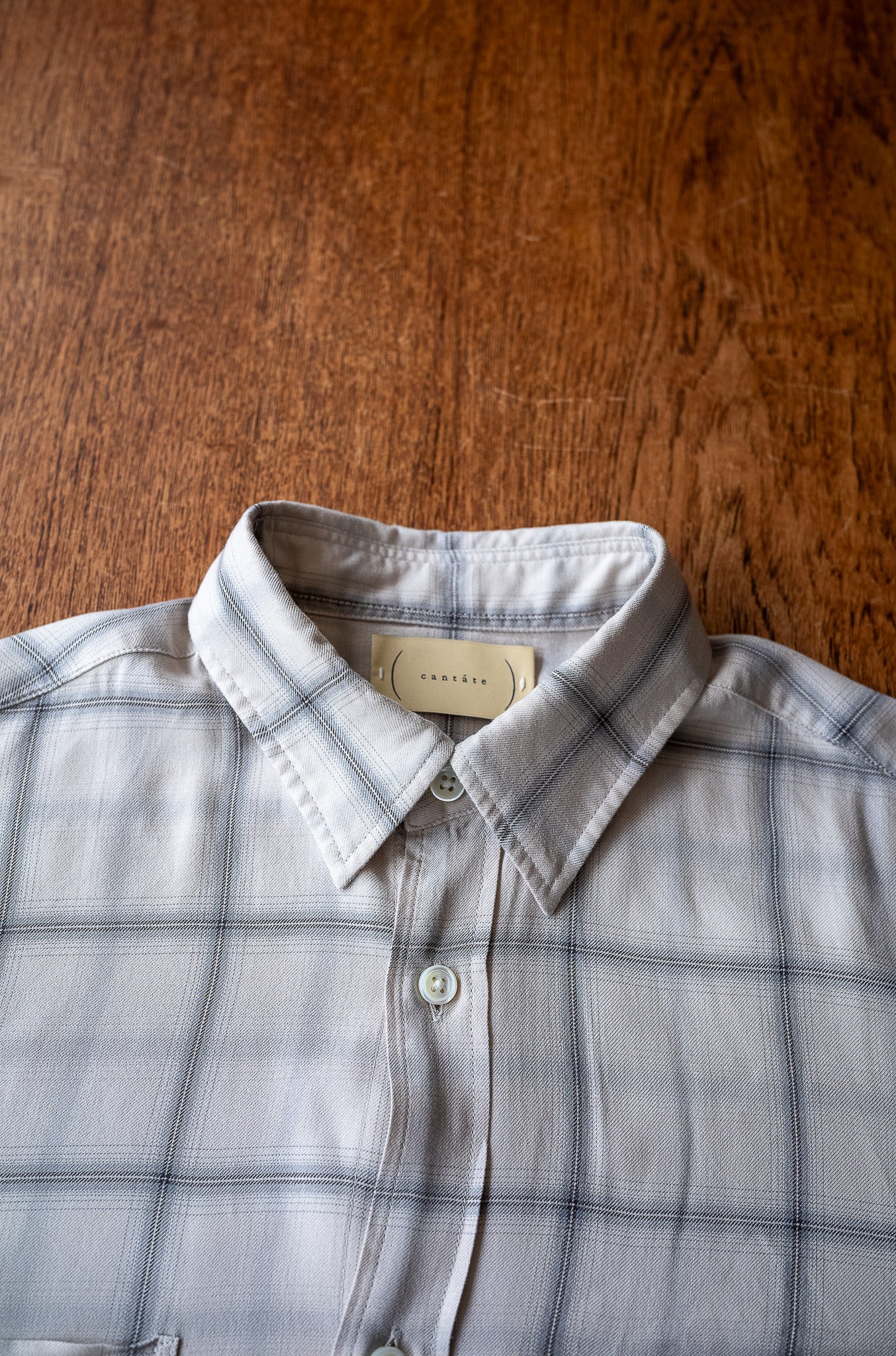 Lazy Luxe Rayon Shirt – Rayon Plaid 〔STONE GRAY〕