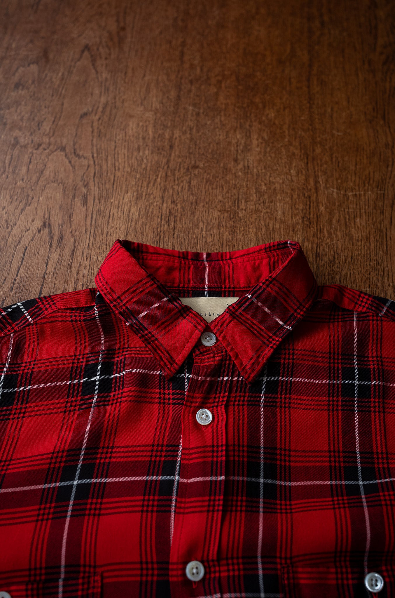 Lazy Luxe Rayon Shirt – Rayon Plaid 〔RED×BLACK〕