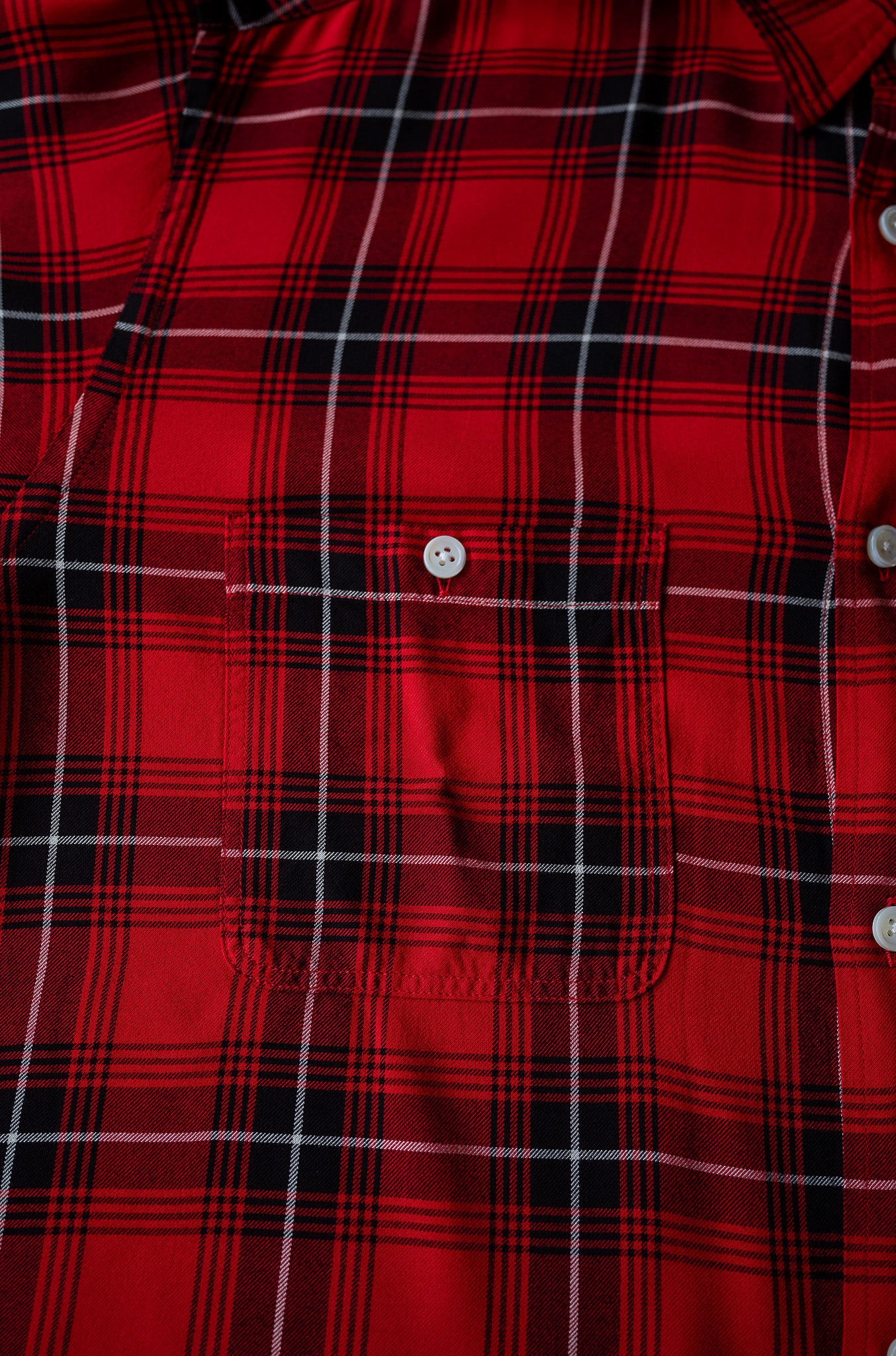 Lazy Luxe Rayon Shirt – Rayon Plaid 〔RED×BLACK〕