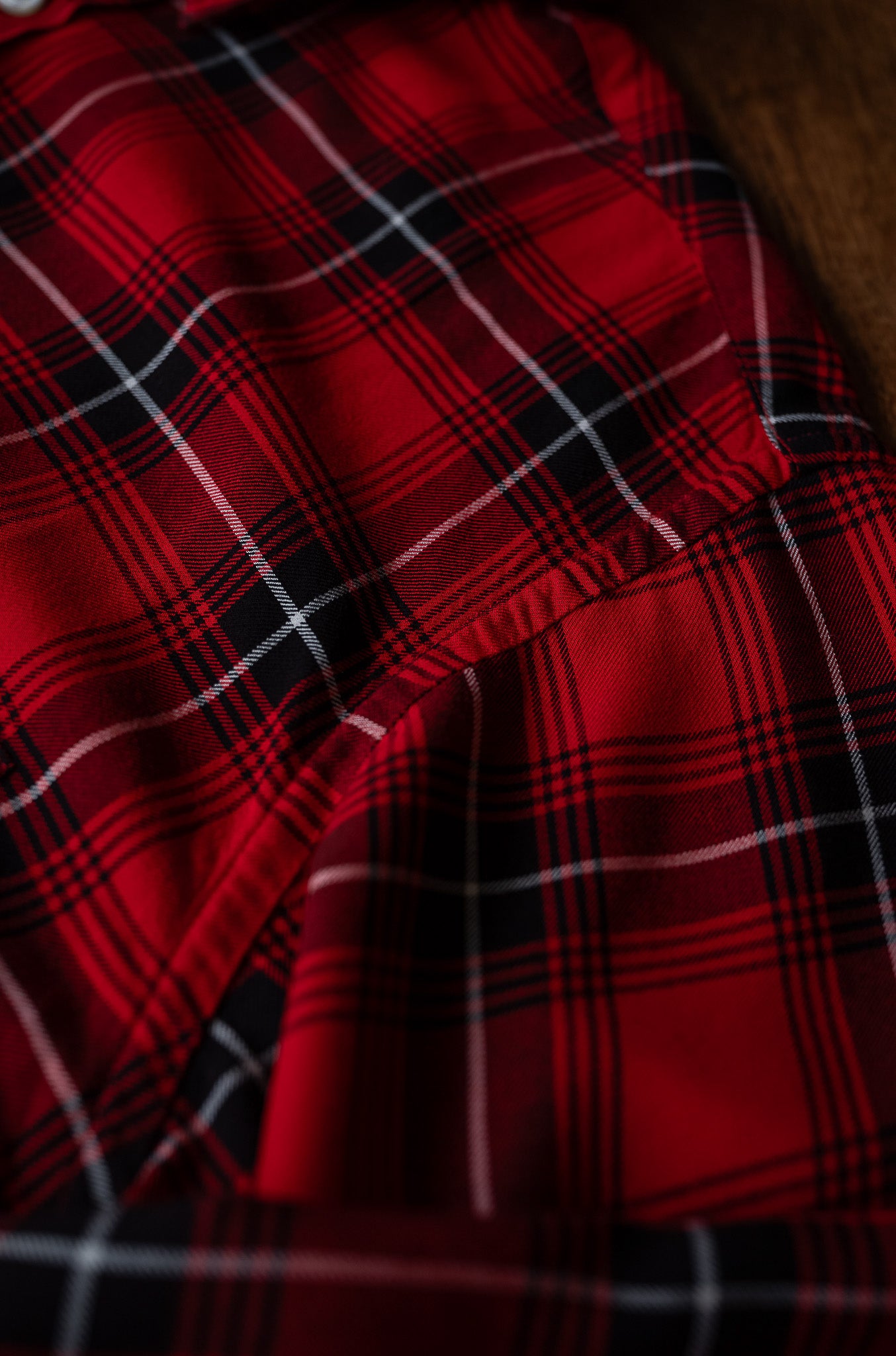 Lazy Luxe Rayon Shirt – Rayon Plaid 〔RED×BLACK〕