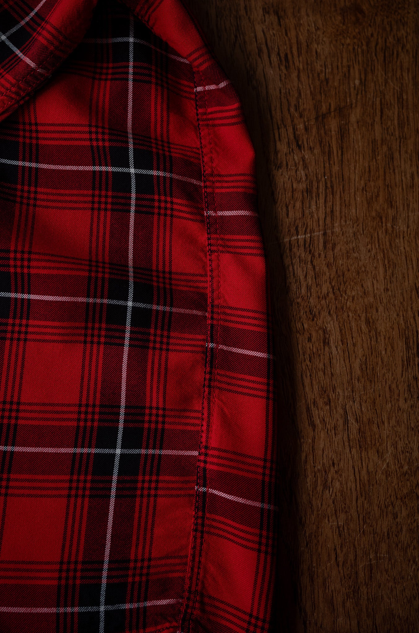 Lazy Luxe Rayon Shirt – Rayon Plaid 〔RED×BLACK〕