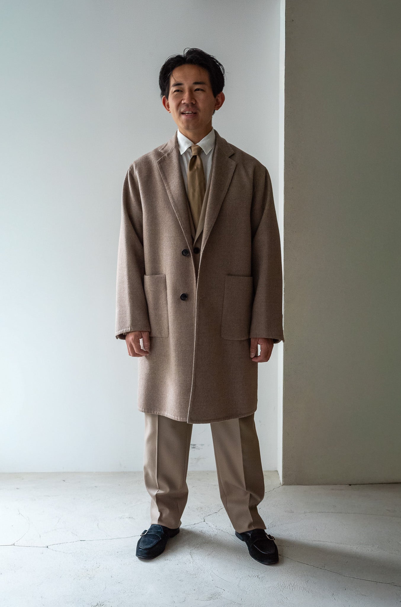 Hand Rever Chesterfield Coat〔ECRU〕