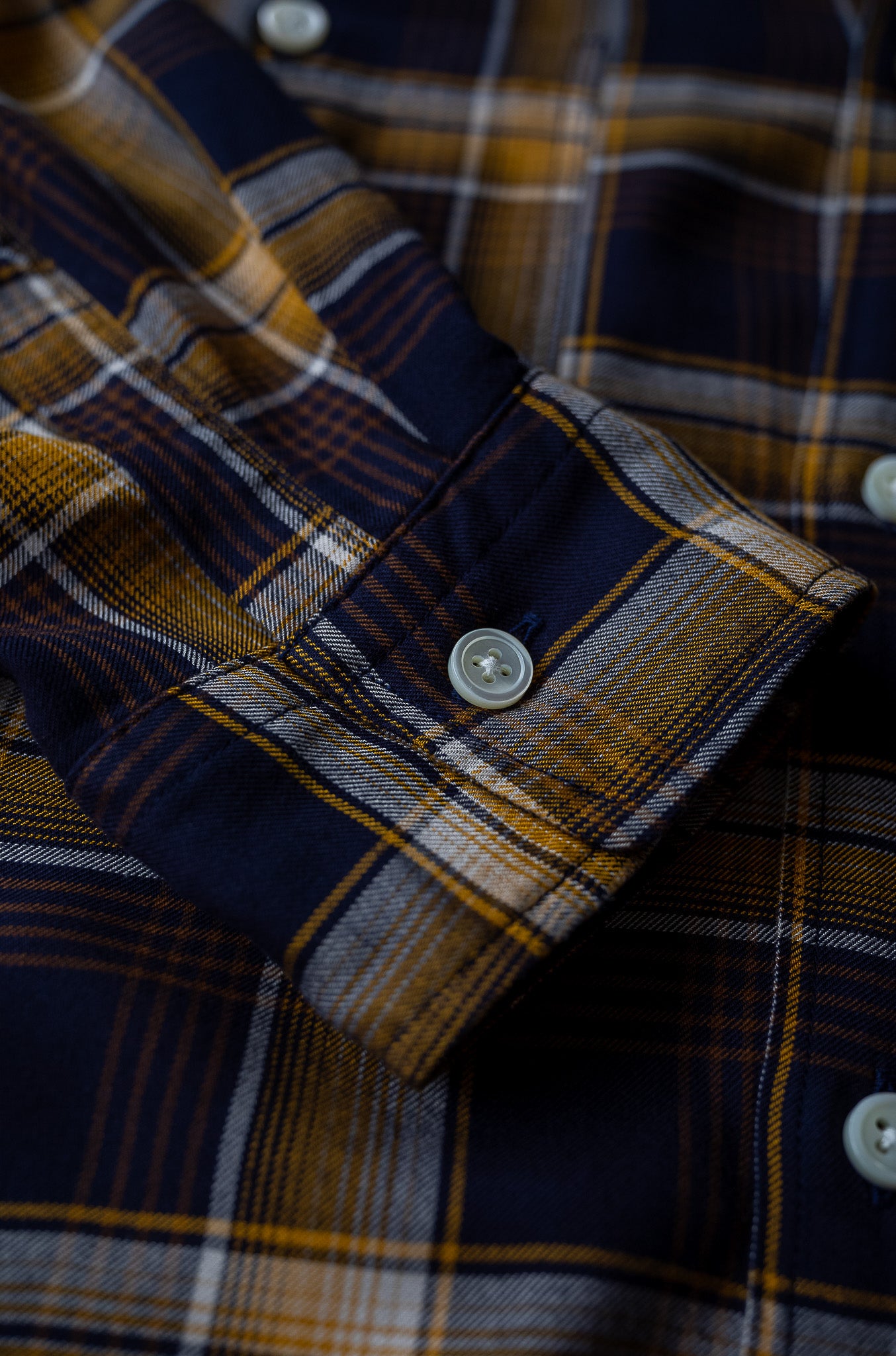 Lazy Luxe Rayon Shirt – Rayon Plaid 〔NAVY×YELLOW〕