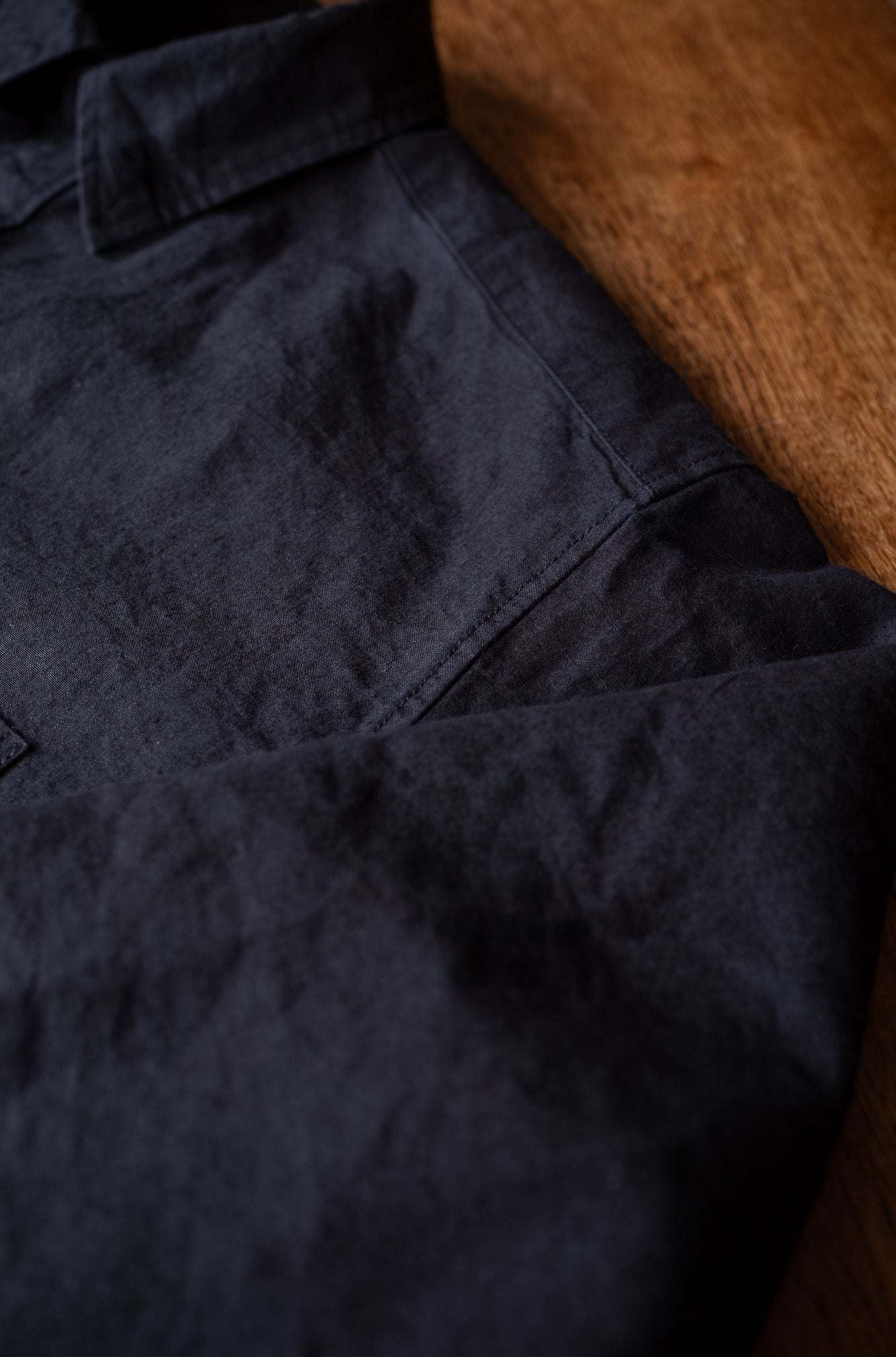 Linen Washi Shirt Blouson 〔BLACK〕