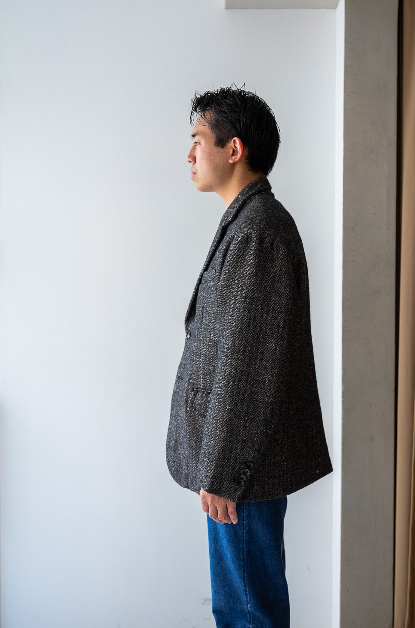 WOOL LINEN UTILITY JACKET 〔BLACK〕