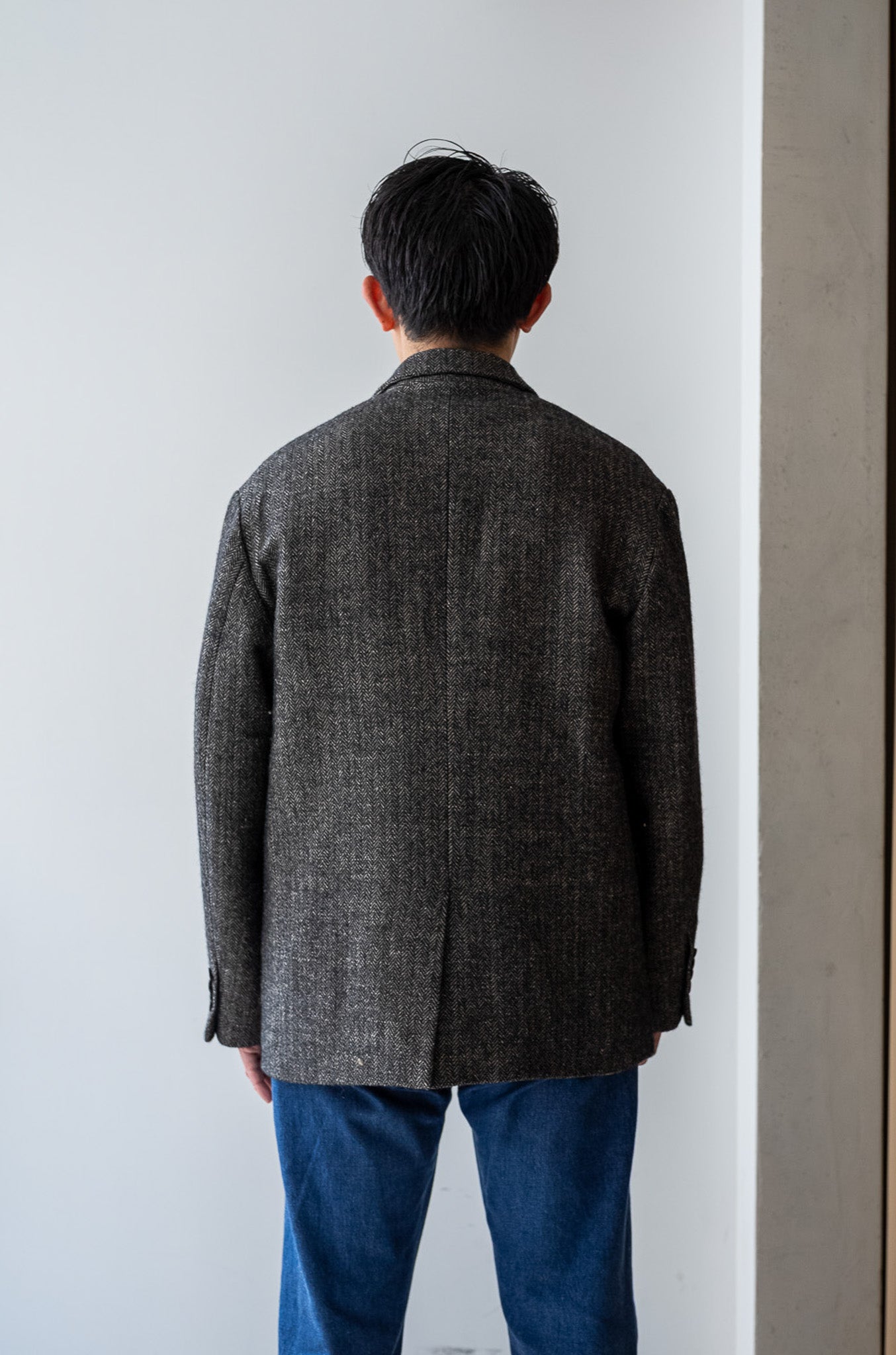 WOOL LINEN UTILITY JACKET 〔BLACK〕