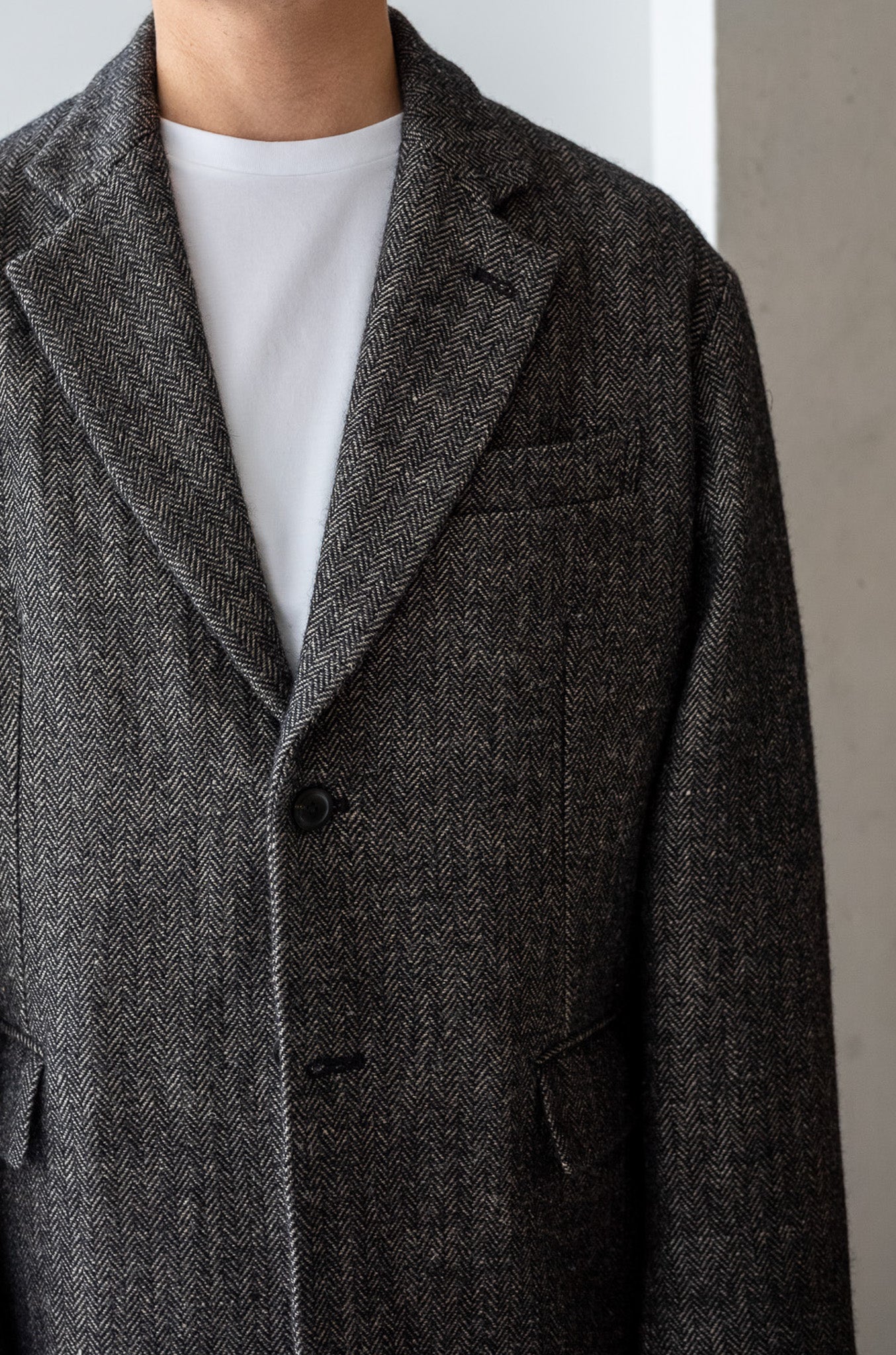 WOOL LINEN UTILITY JACKET 〔BLACK〕