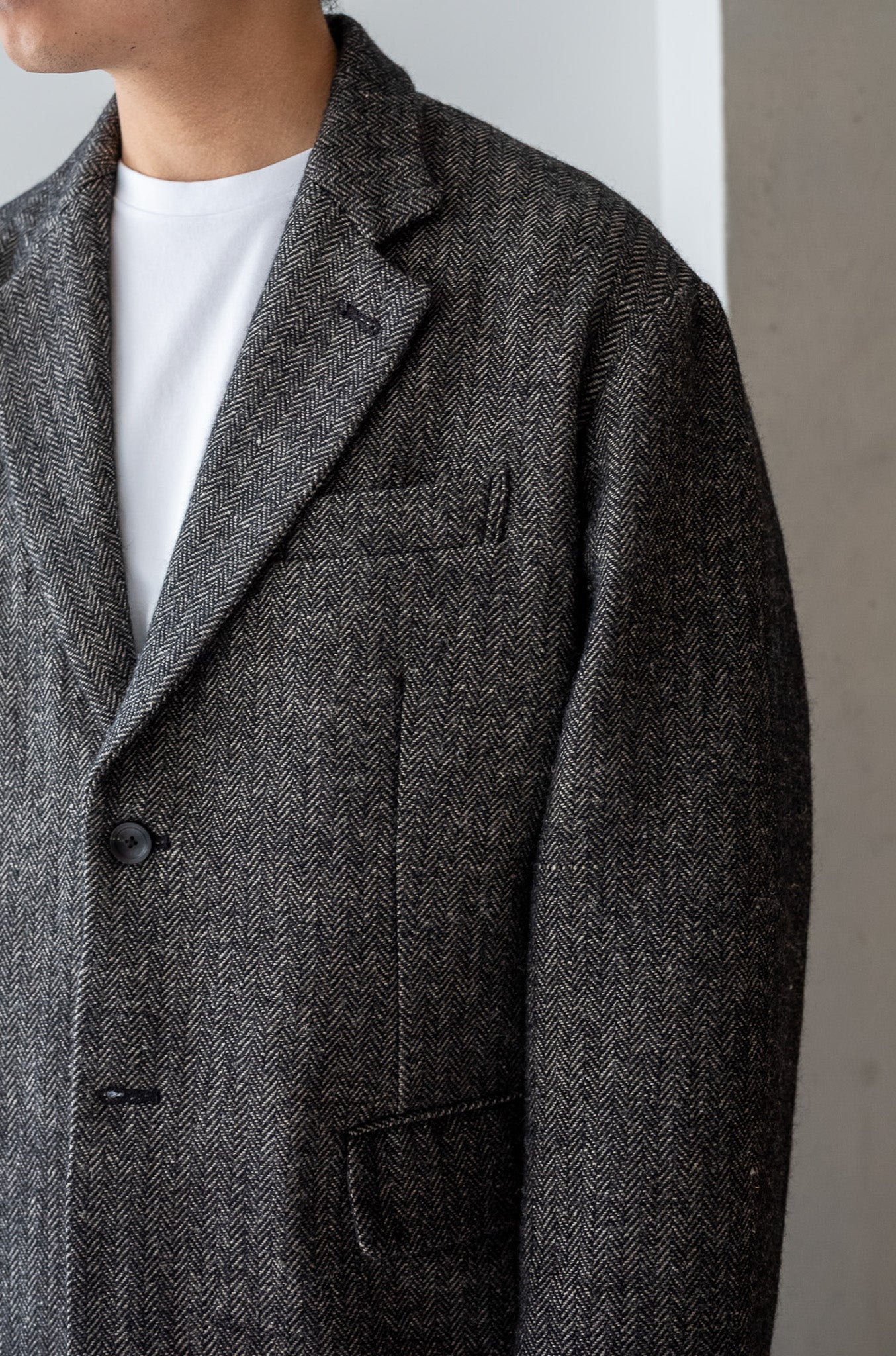 WOOL LINEN UTILITY JACKET 〔BLACK〕