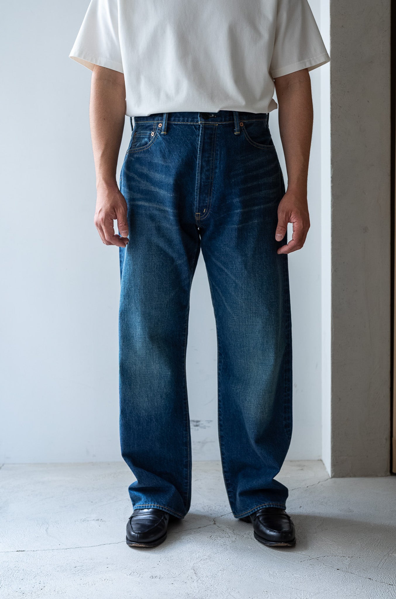 Denim Flare Trousers-VINTAGE WASH 〔DUSK INDIGO〕
