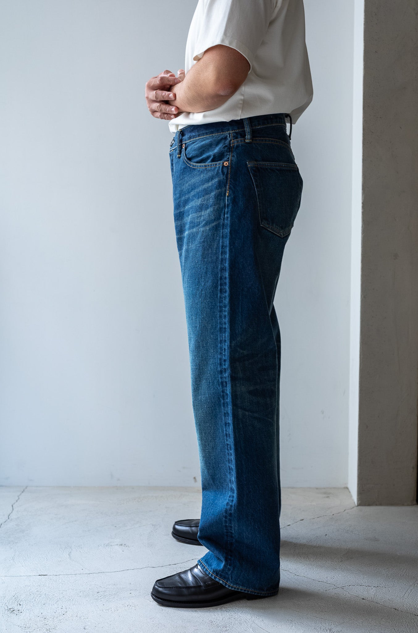Denim Flare Trousers-VINTAGE WASH 〔DUSK INDIGO〕