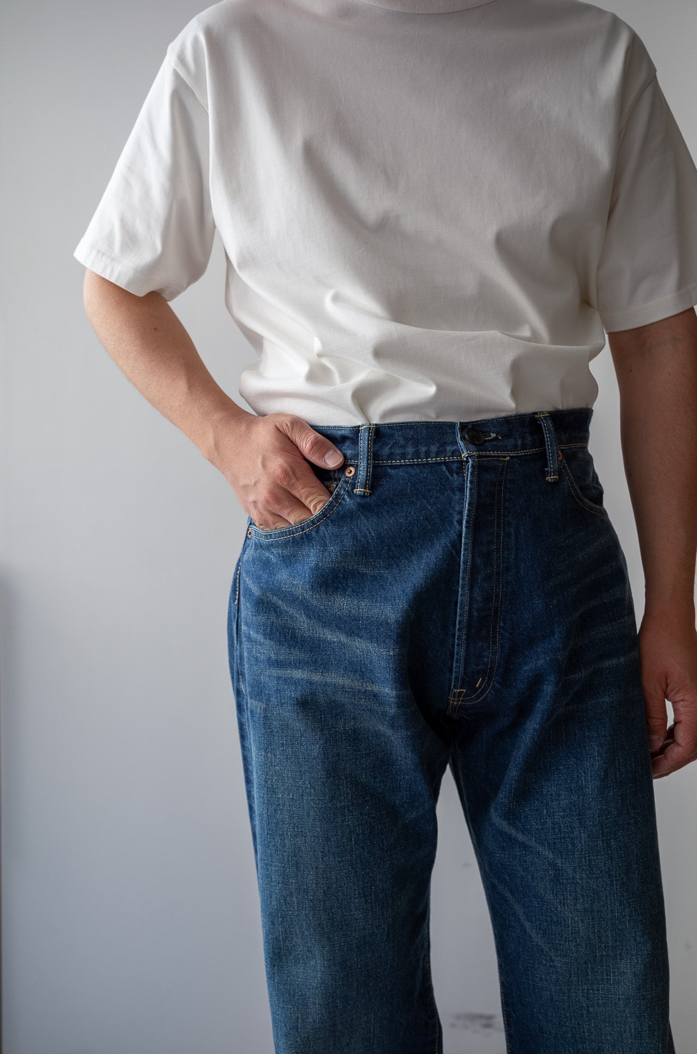 Denim Flare Trousers-VINTAGE WASH 〔DUSK INDIGO〕